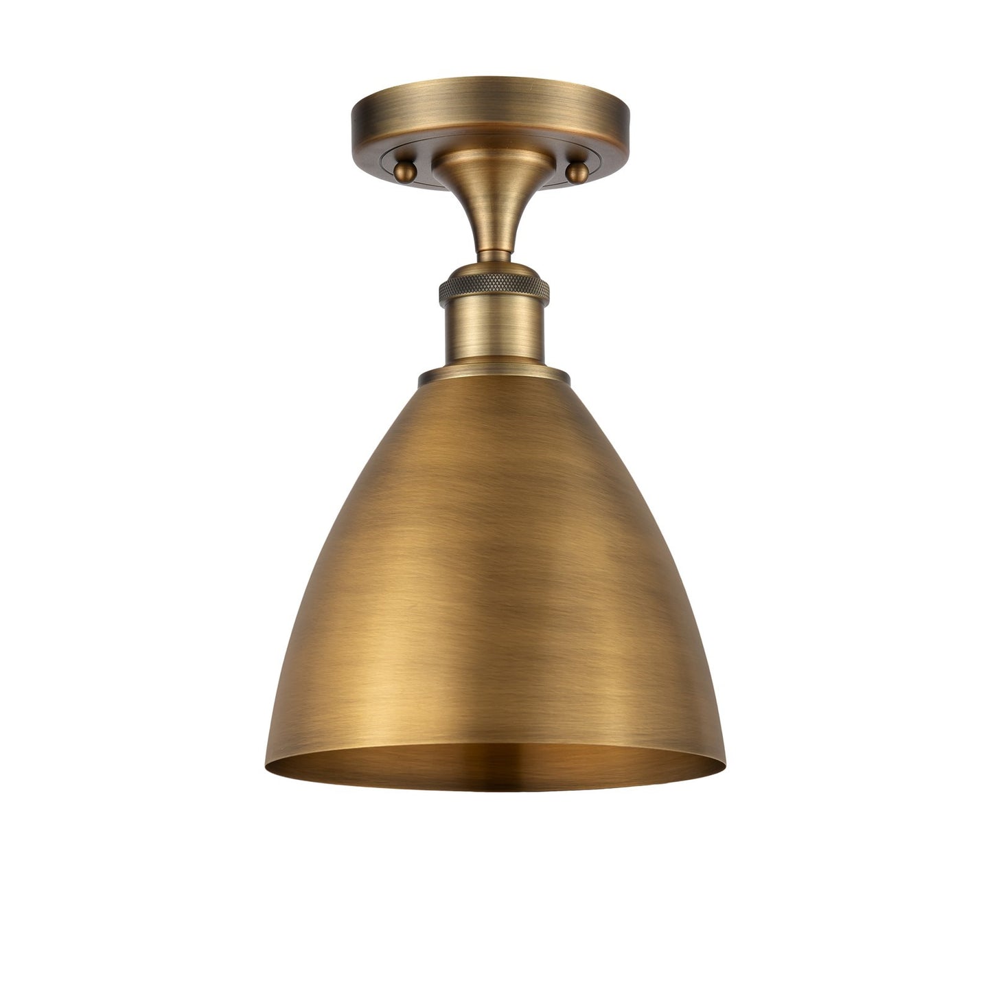 Innovations Bristol 8in 1-Light Semi-Flush Mount | Industrial Brushed Brass Steel and Brushed Brass Metal Shade | Entryway & | Model 616-1F-BB-MBD-75-BB