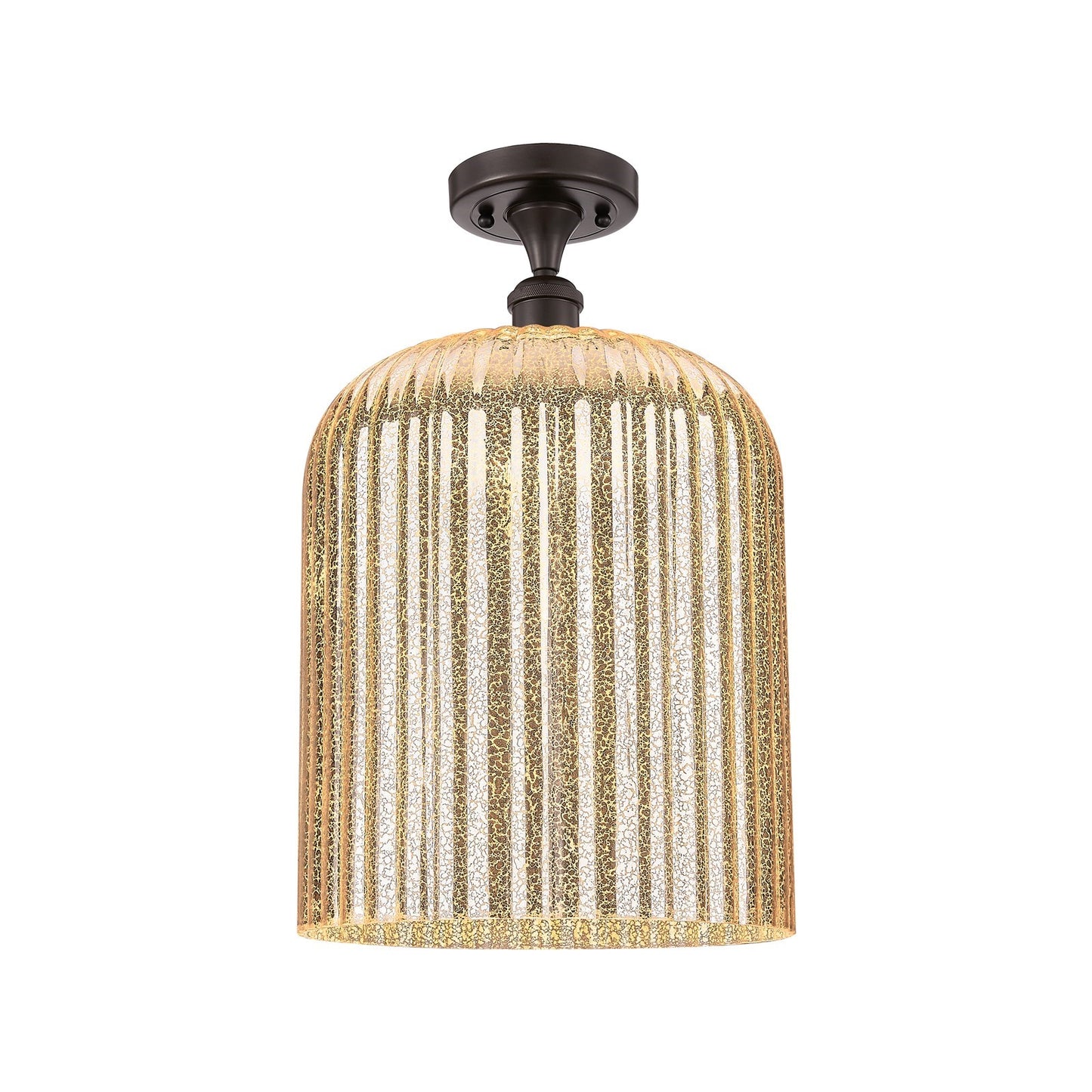 Innovations Bridal Veil 5in 1-Light Semi-Flush Mount | Art Nouveau Industrial Oil Rubbed Bronze Steel and Mercury Ribbed Glass | Model 616-1F-OB-G559-12ME
