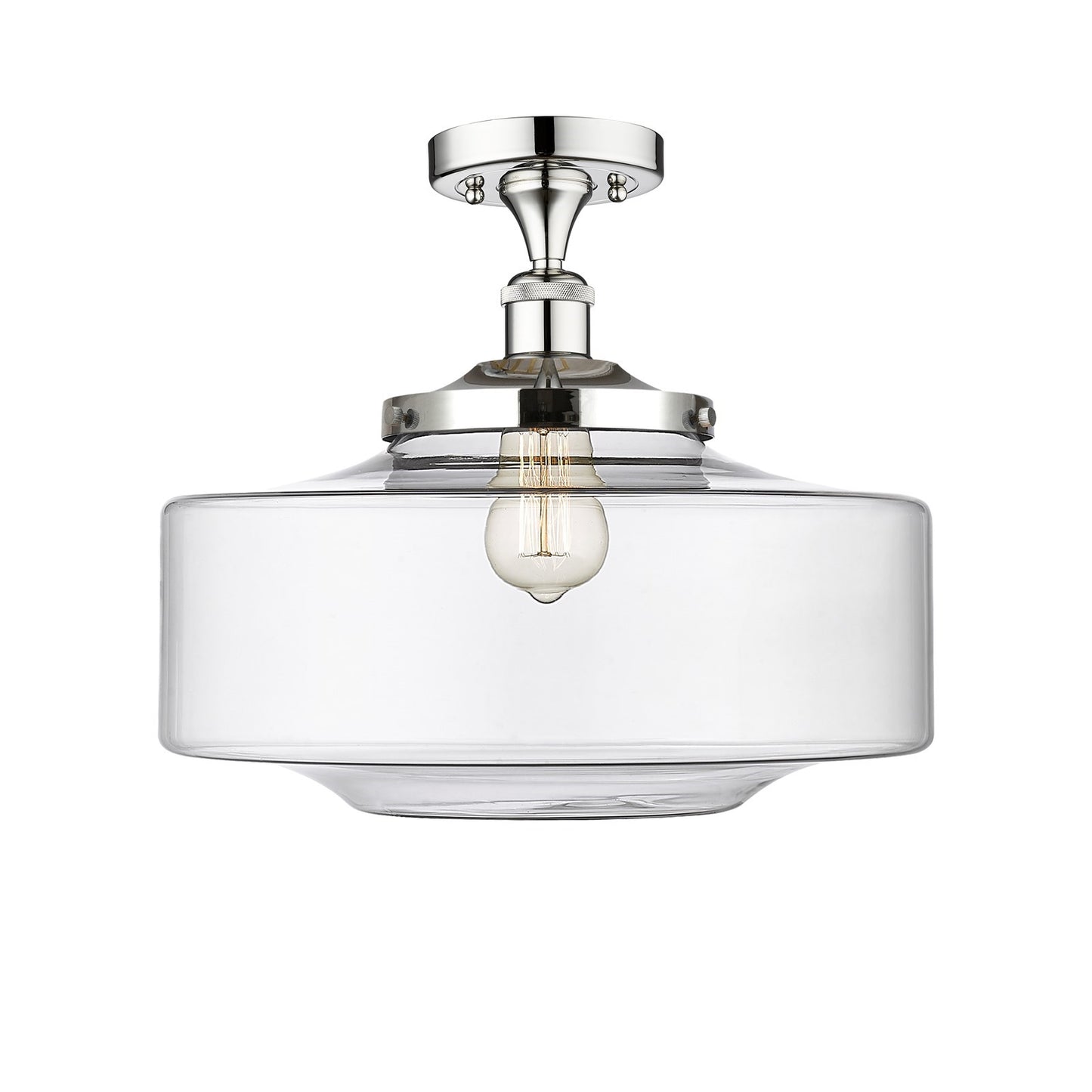 Innovations Bridgeton 16in 1-Light Semi-Flush Mount | Traditional Polished Chrome Steel and Clear Glass | Entryway & Hallway | Model 616-1F-PC-G692-16