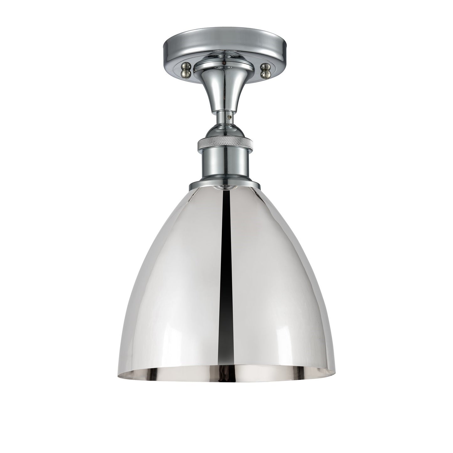 Innovations Bristol 8in 1-Light Semi-Flush | Industrial Farmhouse Polished Chrome Steel and Cast Brass | Damp-Rated Hallway & | Model 616-1F-PC-MBD-75-PC