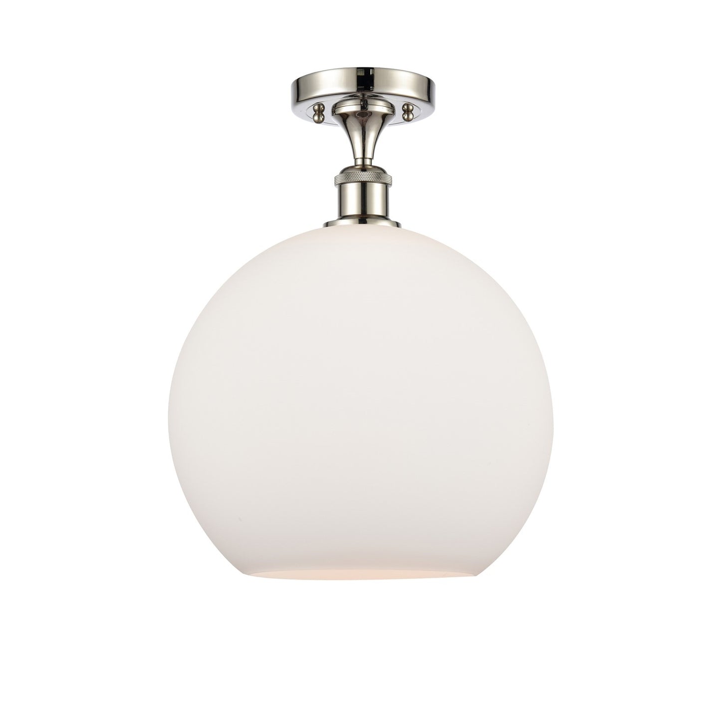 Innovations Athens 12in 1-Light Semi-Flush Mount | Industrial Polished Nickel and Matte White Glass | Entryway & Hallway | 11.75 | Model 616-1F-PN-G121-12