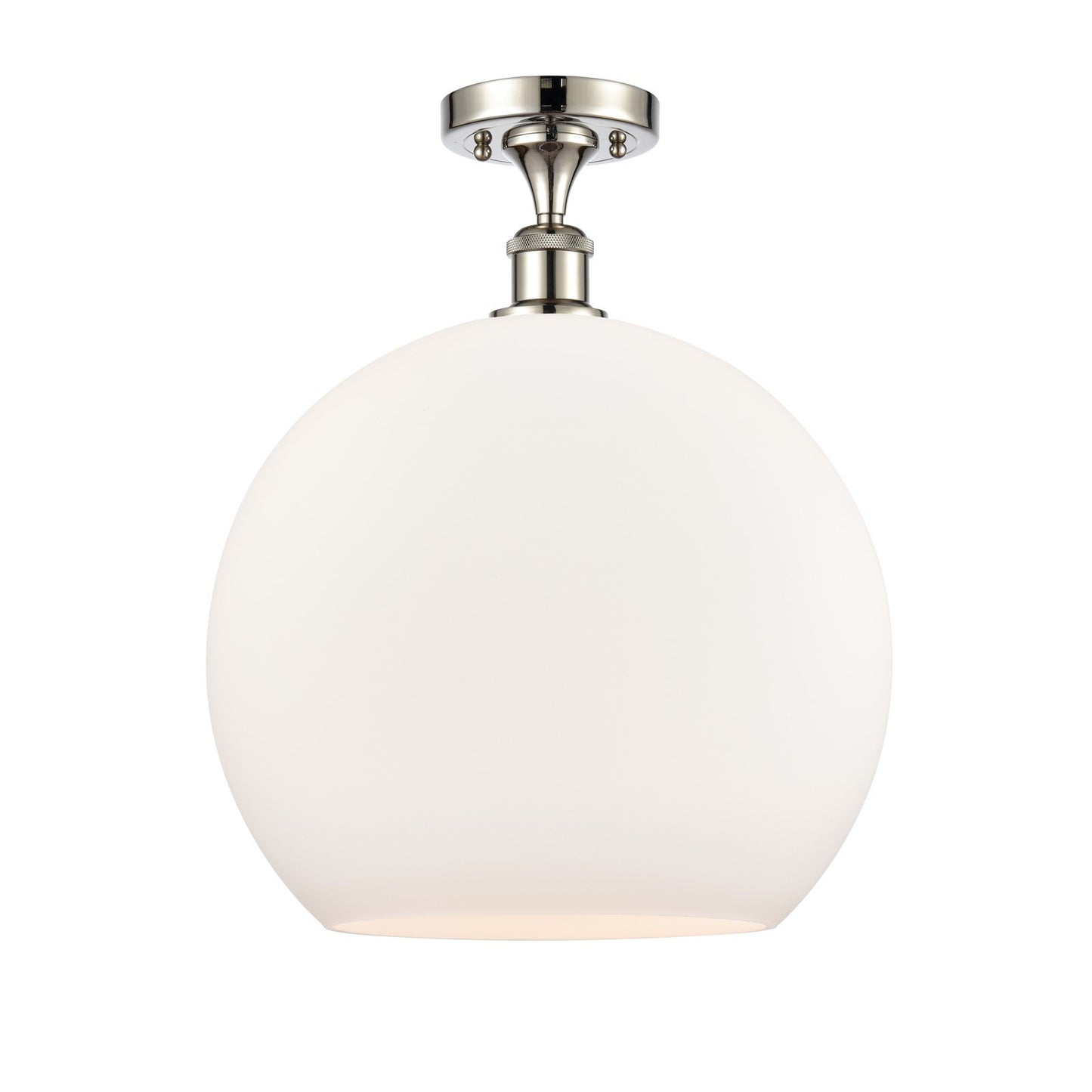 Innovations Athens 14in 1-Light Semi-Flush Mount | Industrial Polished Nickel and Matte White Glass | Kitchen & Hallway Accent | Model 616-1F-PN-G121-14