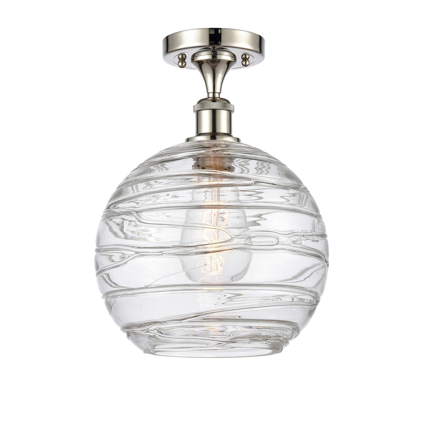 Innovations Athens Deco Swirl 10in 1-Light Semi-Flush Mount | Industrial Modern Polished Nickel and Clear Glass | Entryway & | Model 616-1F-PN-G1213-10CL