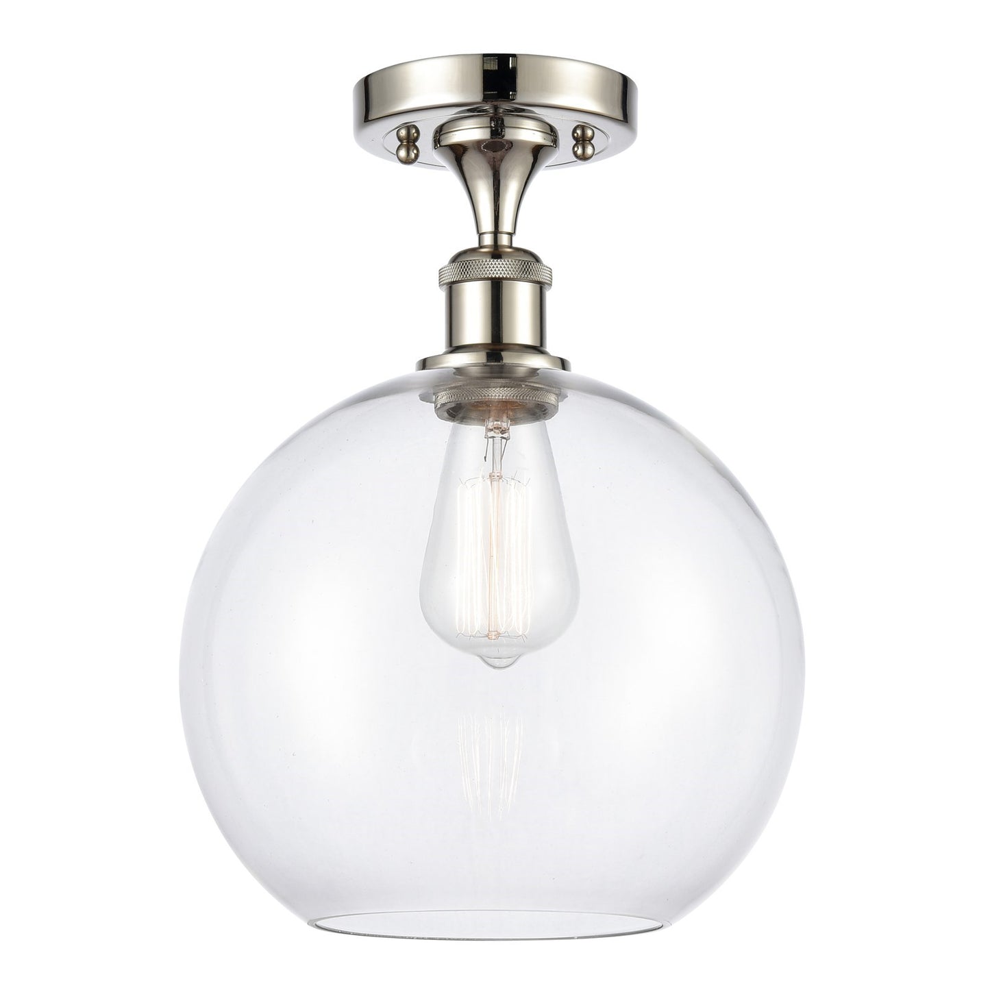 Innovations Athens 10in 1-Light Semi-Flush Mount | Industrial Polished Nickel and Clear Glass | Damp-Rated Hallway & Entryway | Model 616-1F-PN-G122-10