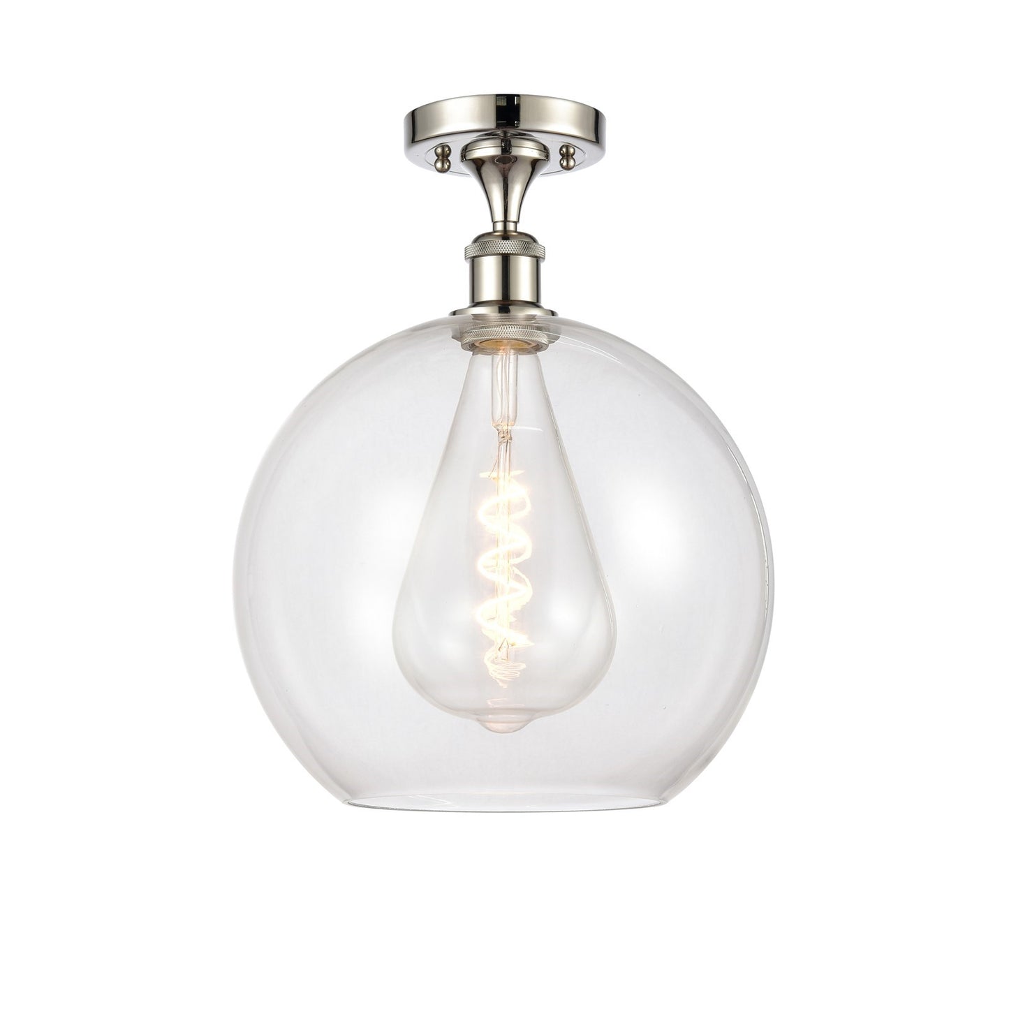 Innovations Athens 12in 1-Light Semi-Flush Mount | Industrial Polished Nickel Steel and Clear Glass | Entryway & Hallway | 11.75 | Model 616-1F-PN-G122-12