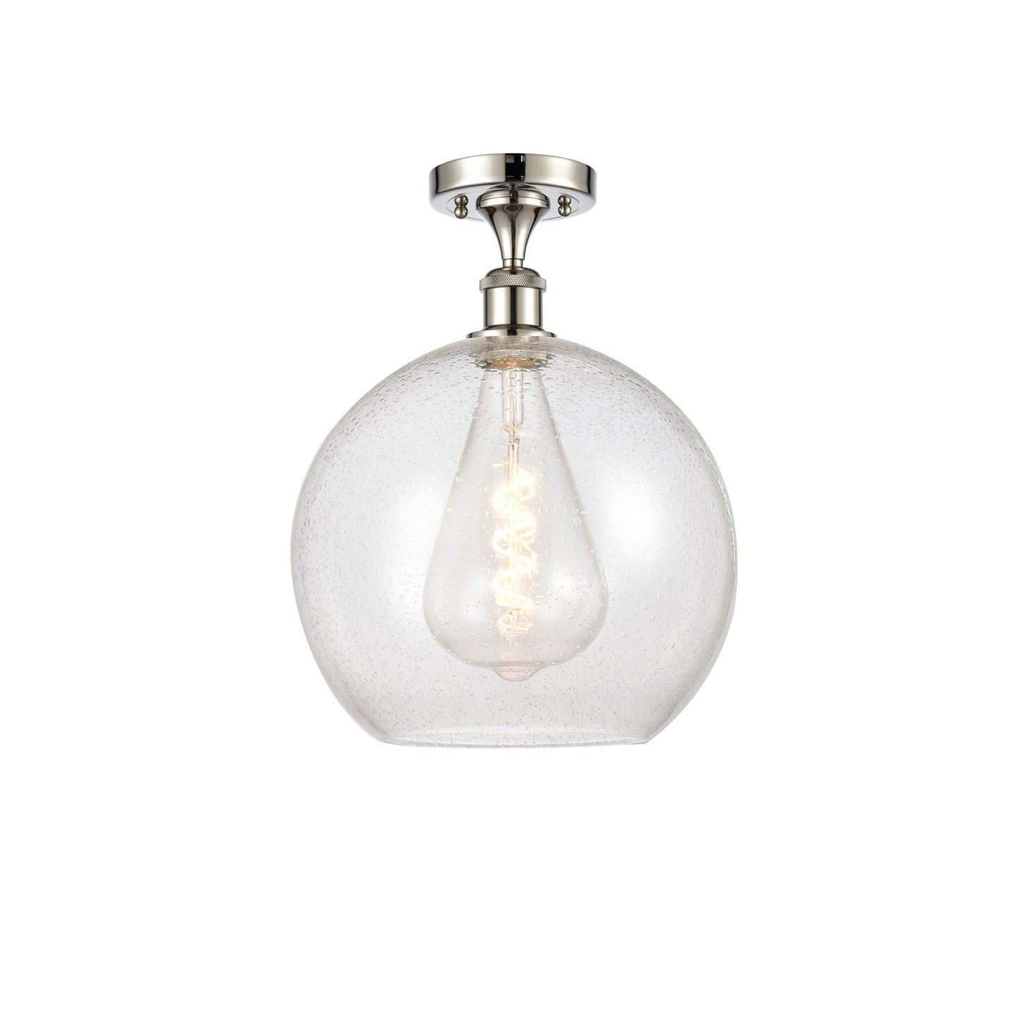 Innovations Athens 12in 1-Light Semi-Flush Mount | Industrial Polished Nickel and Seedy Glass | Kitchen & Hallway | 11.75 x | Model 616-1F-PN-G124-12