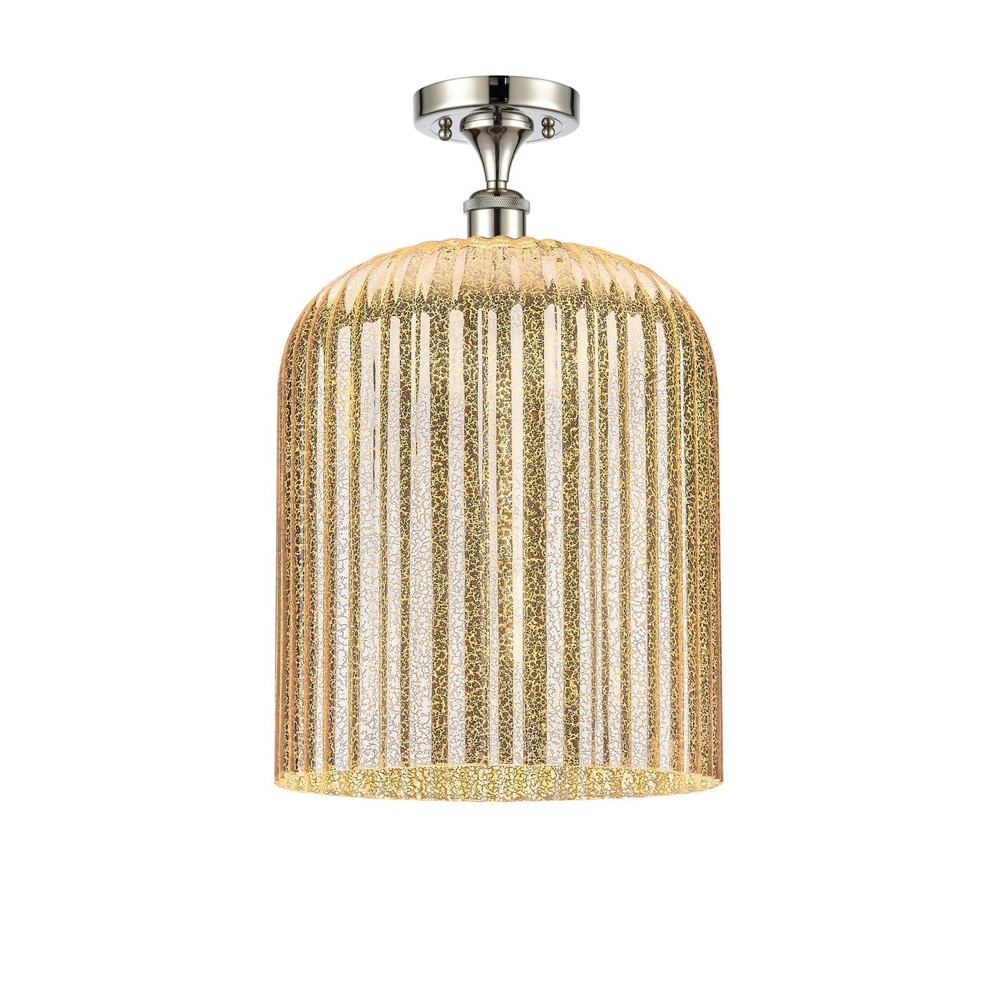 Innovations Bridal Veil 5in 1-Light Semi-Flush Mount | Art Nouveau Polished Nickel and Mercury Ribbed Glass | Damp-Rated | Model 616-1F-PN-G559-12ME