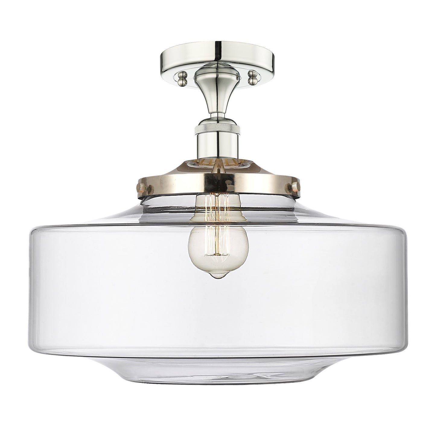 Innovations Bridgeton 12in 1-Light Semi-Flush Mount | Traditional Polished Nickel Steel and Clear Glass | Entryway & Hallway | Model 616-1F-PN-G692-16