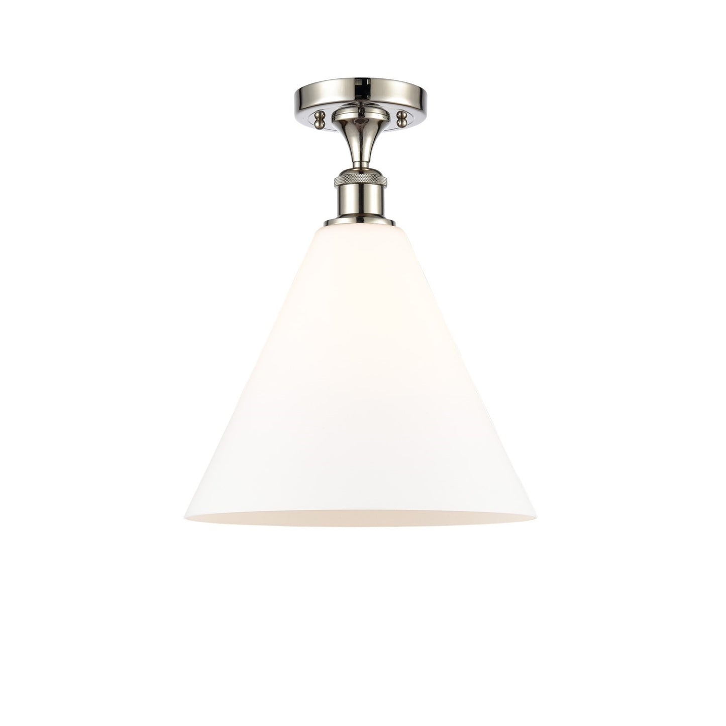Innovations Berkshire Glass 12in 1-Light Semi-Flush Mount | Industrial Polished Nickel Steel and Matte White Glass | Entryway & | Model 616-1F-PN-GBC-121