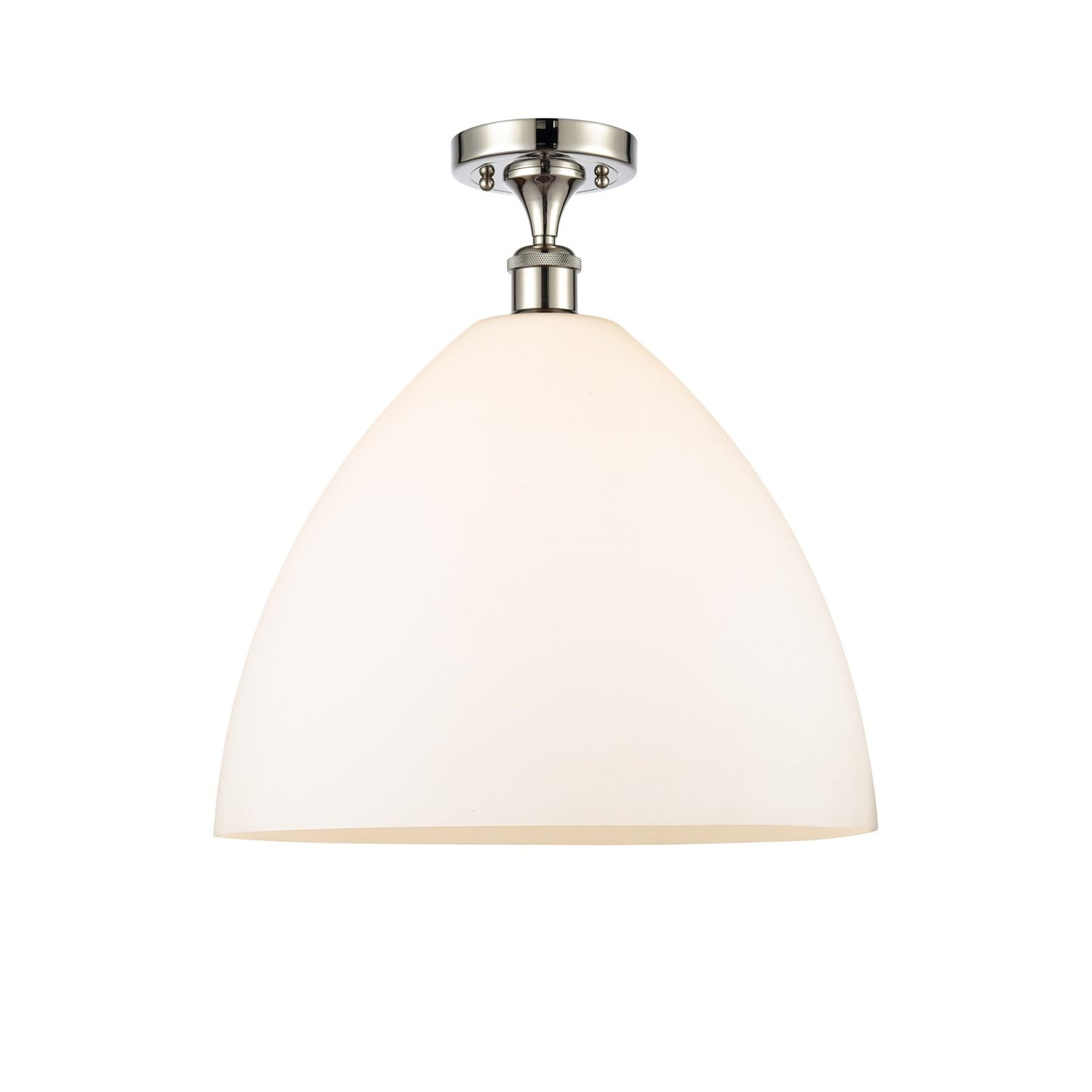 Innovations Bristol 16in 1-Light Semi-Flush Mount | Industrial Polished Nickel Steel and Matte White Glass | Entryway & Hallway | Model 616-1F-PN-GBD-161