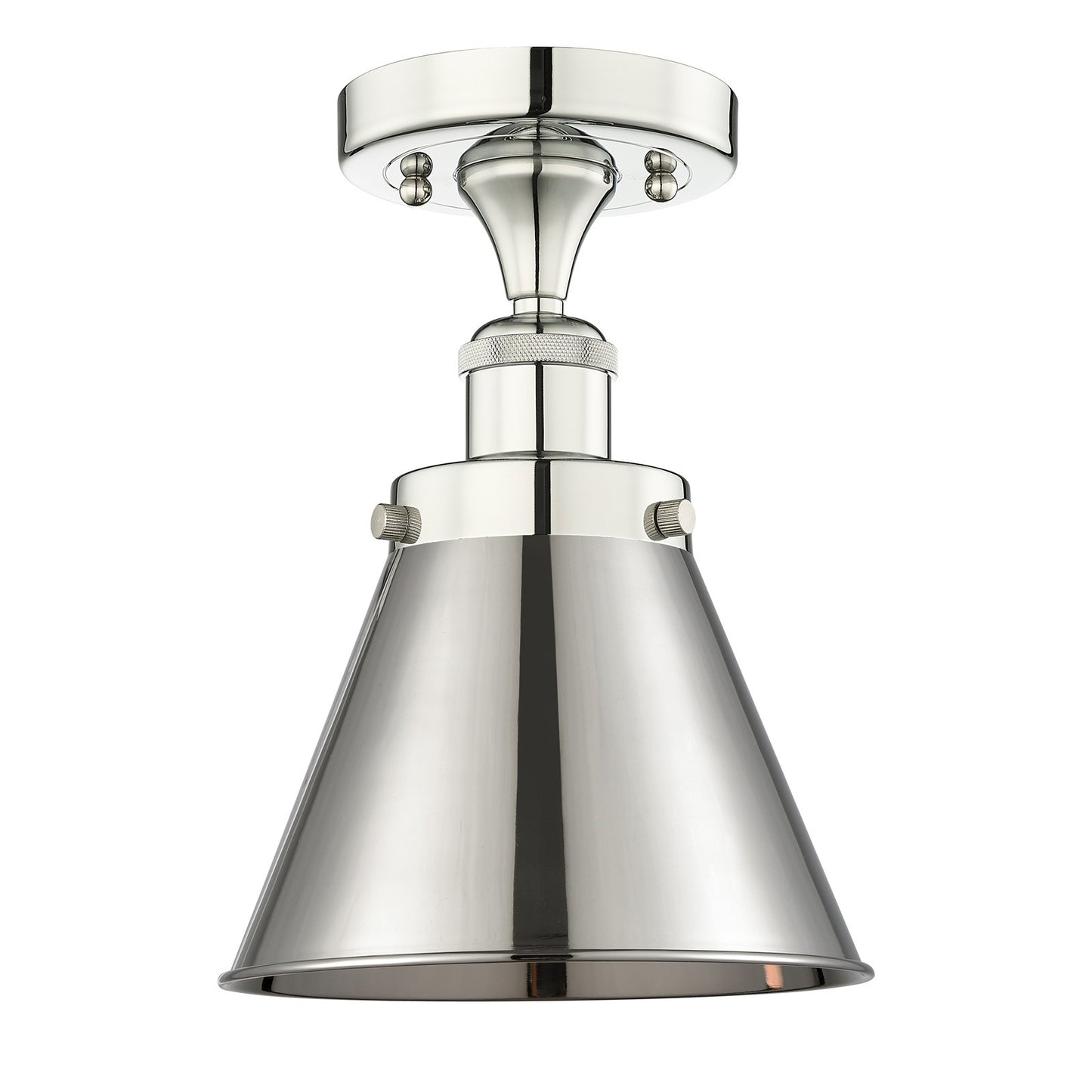 Innovations Appalachian 8in 1-Light Semi-Flush Mount | Traditional Industrial Polished Nickel Steel and Cast Brass with Polished | Model 616-1F-PN-M13-PN