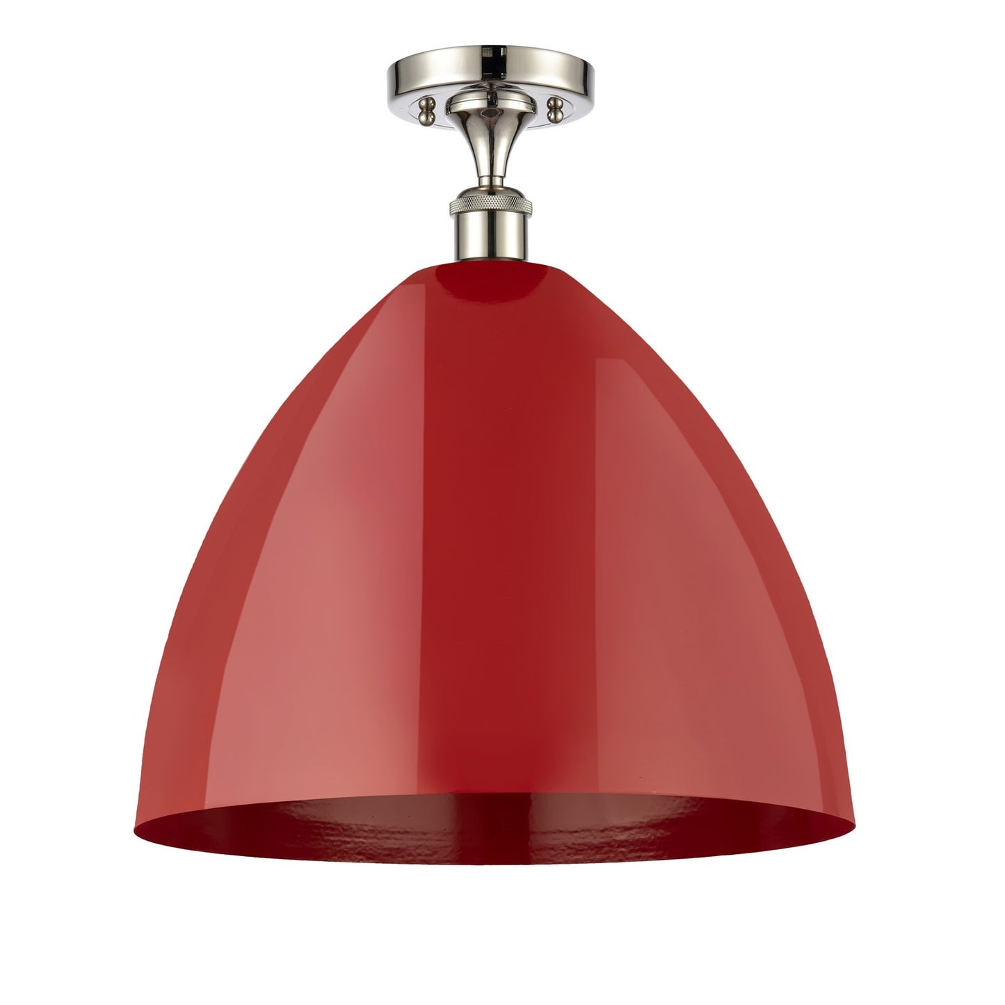 Innovations Plymouth 16in 1-Light Semi-Flush Mount | Industrial Polished Nickel and Matte Red Metal | Kitchen & Hallway | 16 x | Model 616-1F-PN-MBD-16-RD