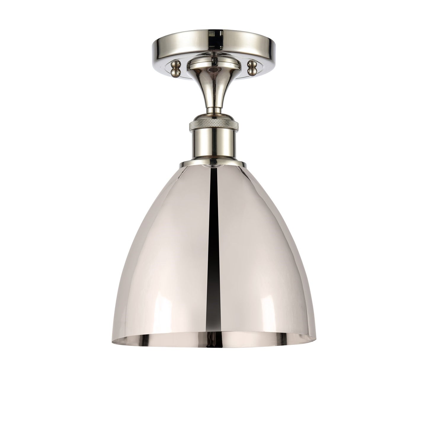 Innovations Bristol 8in 1-Light Semi-Flush Mount | Industrial Polished Nickel Steel and Cast Brass with Polished Nickel Metal | Model 616-1F-PN-MBD-75-PN