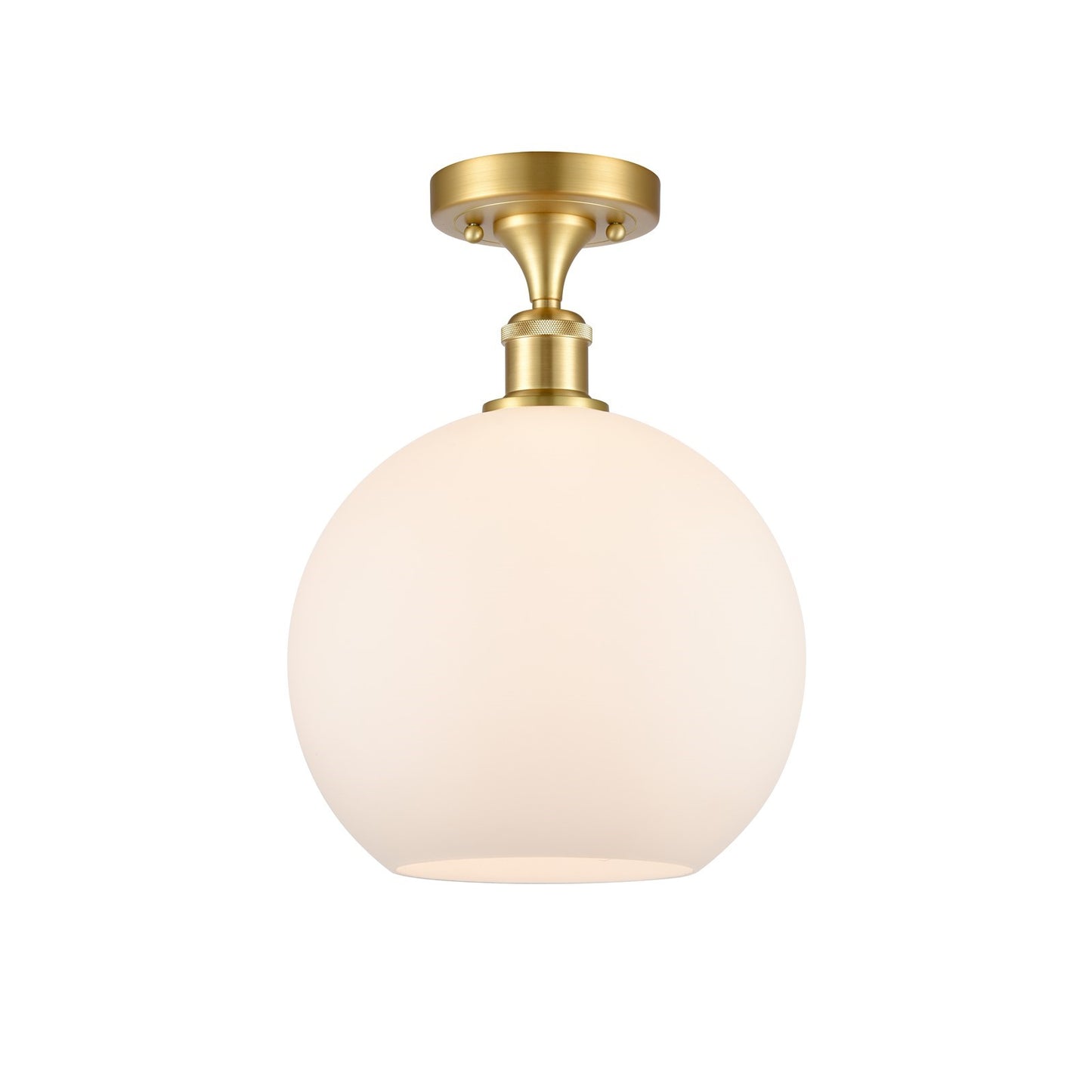 Innovations Athens 10in 1-Light Semi-Flush Mount | Industrial Satin Gold Steel and Cast Brass with Matte White Glass Shade | Model 616-1F-SG-G121-10