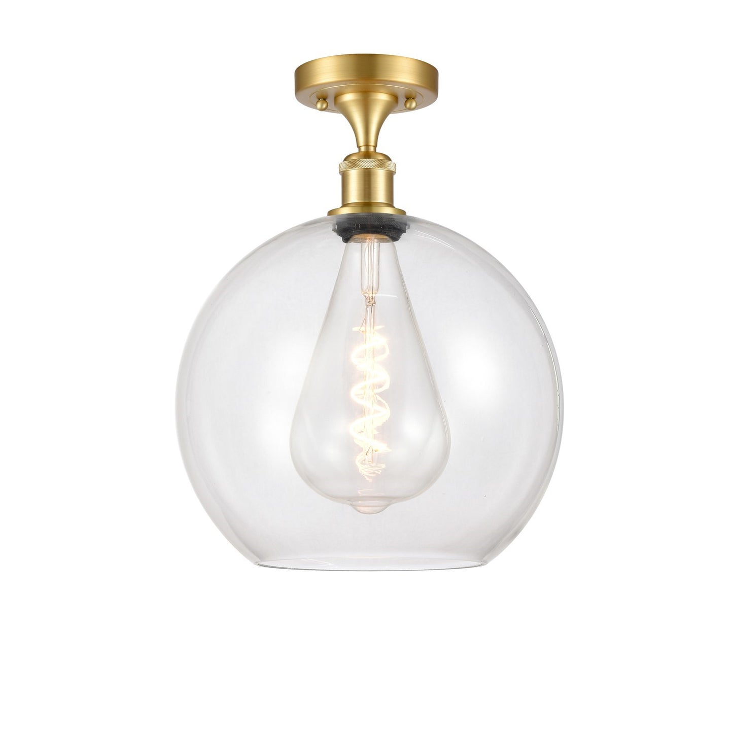 Innovations Athens 12in 1-Light Semi-Flush Mount | Industrial Satin Gold Steel and Clear Glass | Entryway & Hallway | 11.75 x | Model 616-1F-SG-G122-12
