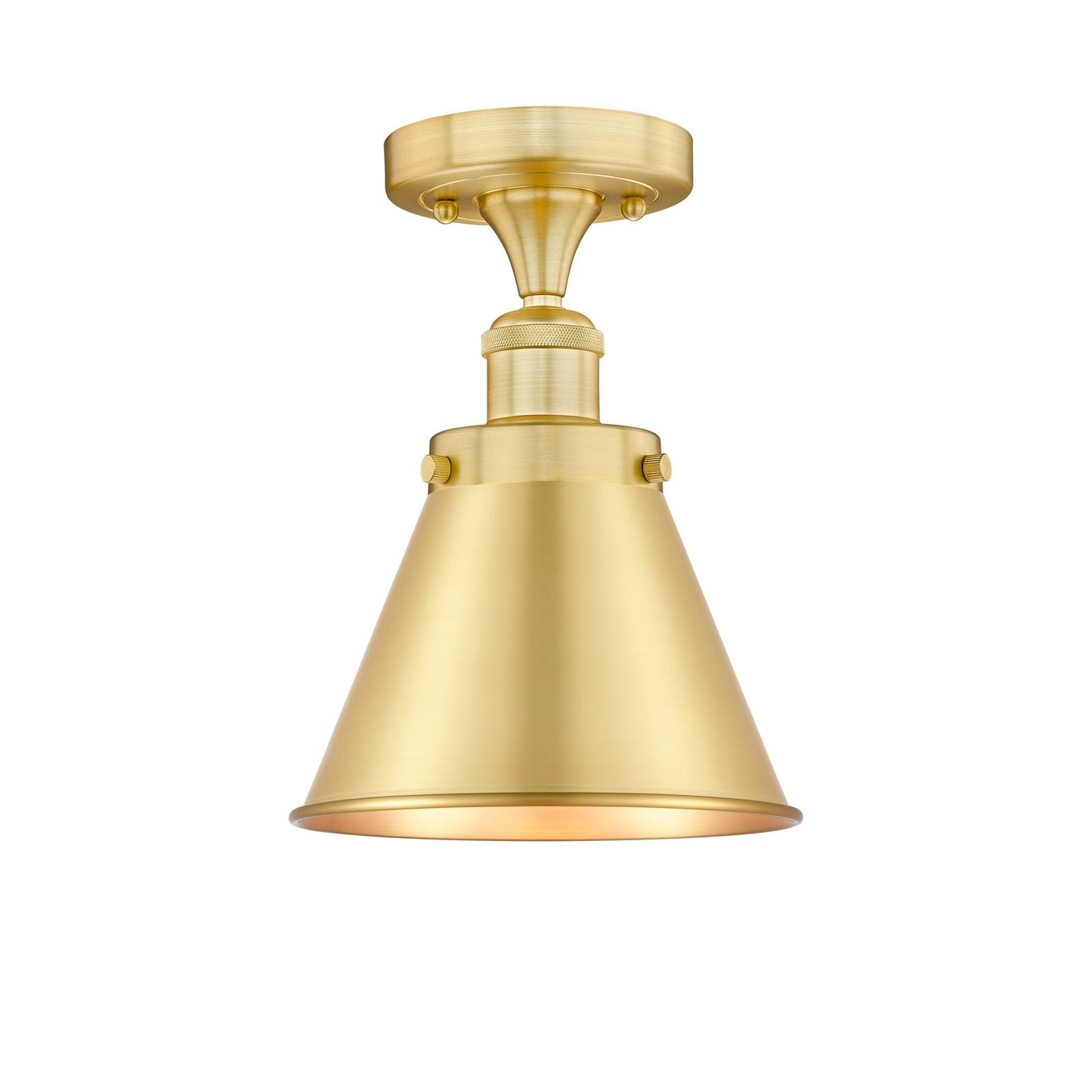 Innovations Appalachian 8in 1-Light Semi-Flush Mount | Traditional Industrial Satin Gold Steel and Cast Brass with Satin Gold | Model 616-1F-SG-M13-SG