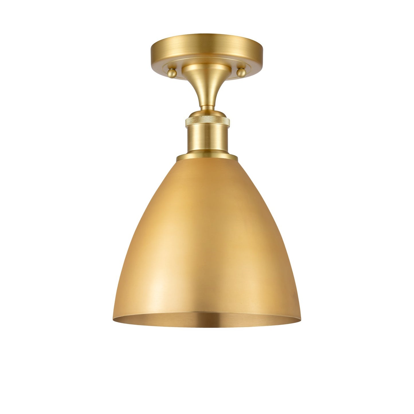 Innovations Bristol 7.5in 1-Light Semi-Flush Mount | Industrial Farmhouse Satin Gold Steel and Cast Brass with Satin Gold | Model 616-1F-SG-MBD-75-SG