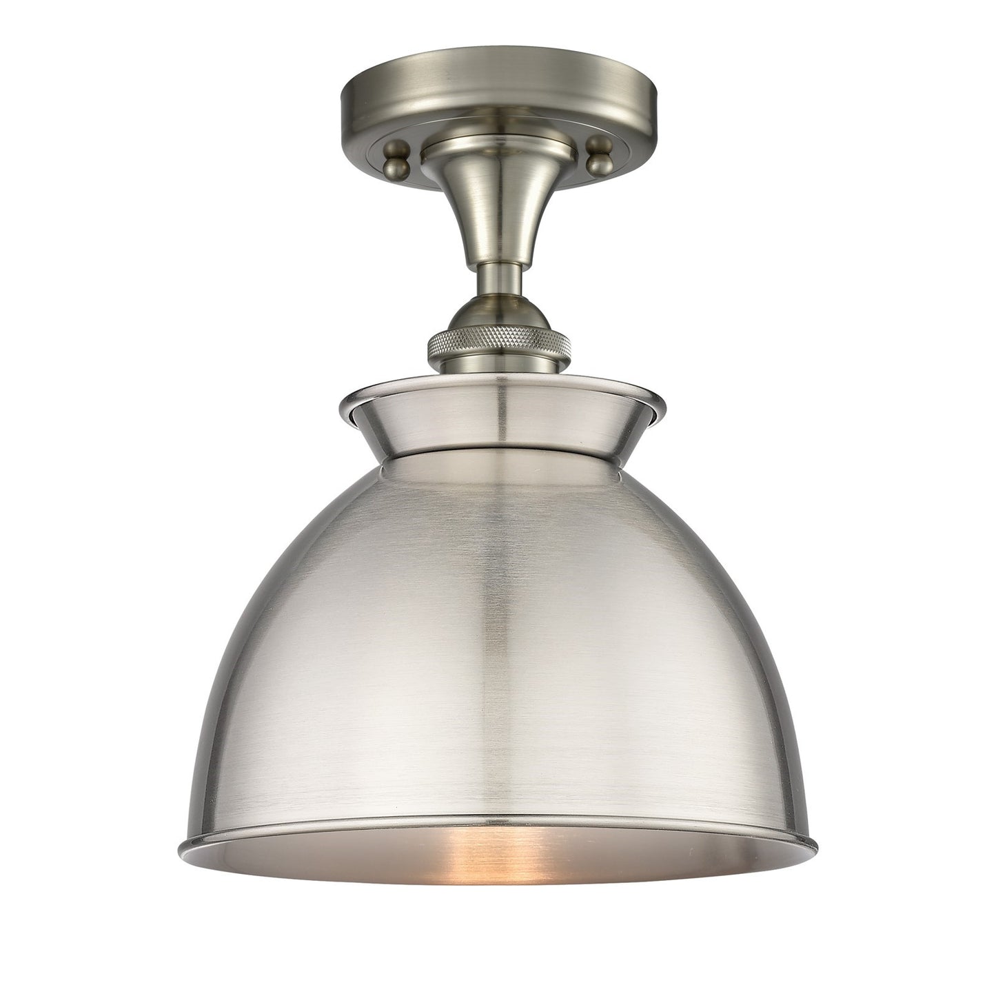 Innovations Adirondack 8in 1-Light Semi-Flush Mount | Industrial Brushed Satin Nickel Steel and Cast Brass Metal Shade | Entryway | Model 616-1F-SN-M14-SN