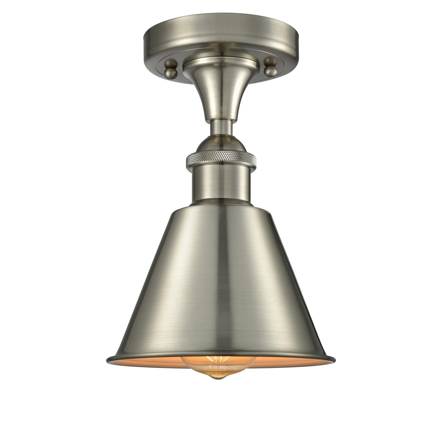Innovations Smithfield 1-Light Semi-Flush Mount | Industrial Farmhouse Brushed Satin Nickel Steel and Metal Shade | Hallway & | Model 616-1F-SN-M8-SN