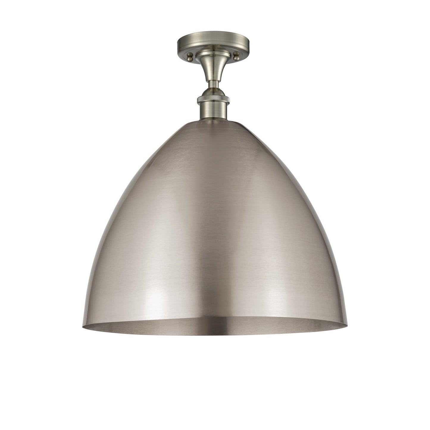 Innovations Bristol 16in 1-Light Semi-Flush Mount | Industrial Farmhouse Brushed Satin Nickel Steel and Metal Shade | Entryway | Model 616-1F-SN-MBD-16-SN