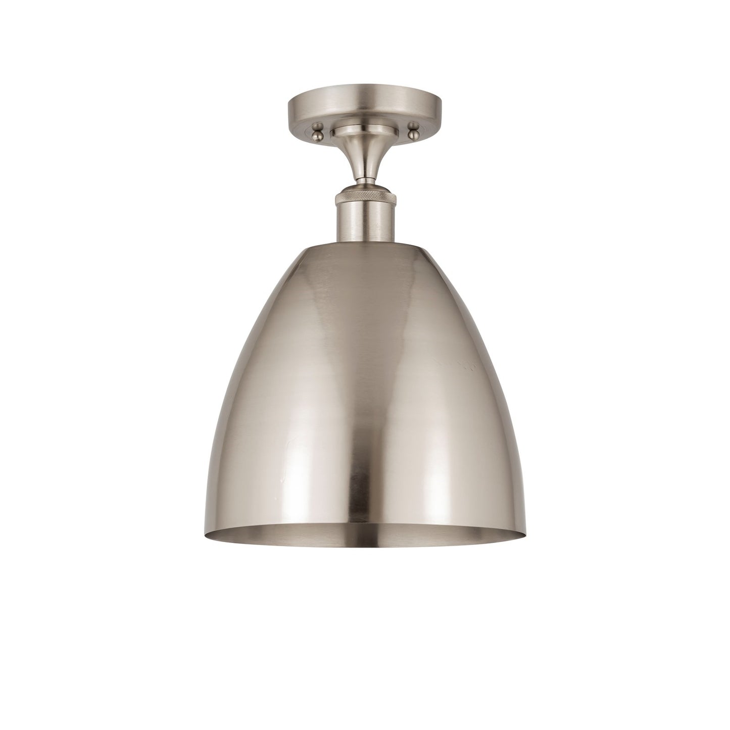 Innovations Bristol 9in 1-Light Semi-Flush Mount | Industrial Farmhouse Brushed Satin Nickel Steel and Metal Shade | Damp-Rated | Model 616-1F-SN-MBD-9-SN
