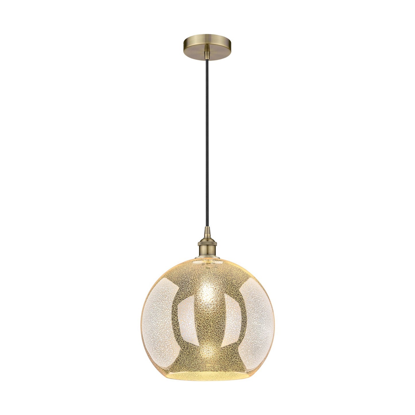 Innovations Athens 14in 1-Light Pendant | Industrial Antique Brass Steel and Mercury Glass | Kitchen Island & Dining Room | Model 616-1P-AB-G128-14