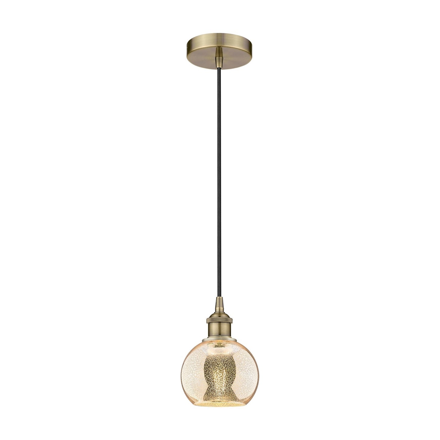 Innovations Athens 6in 1-Light Mini Pendant | Industrial Antique Brass and Mercury Glass | Kitchen Island & Dining Room | 5.88 x | Model 616-1P-AB-G128-6