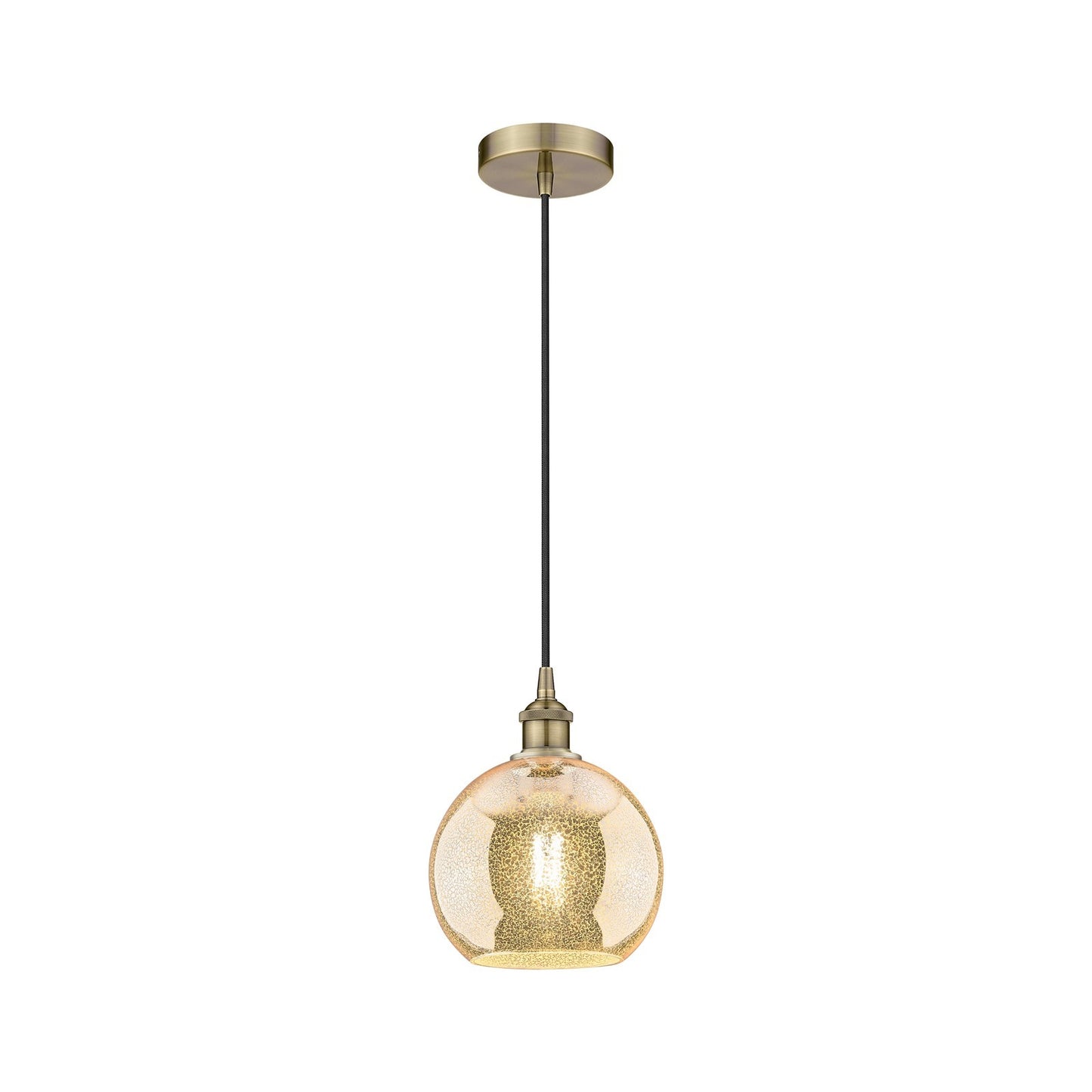 Innovations Athens 8in 1-Light Mini Pendant | Industrial Antique Brass and Mercury Glass | Kitchen Island & Dining Room | 8 x 8 x | Model 616-1P-AB-G128-8