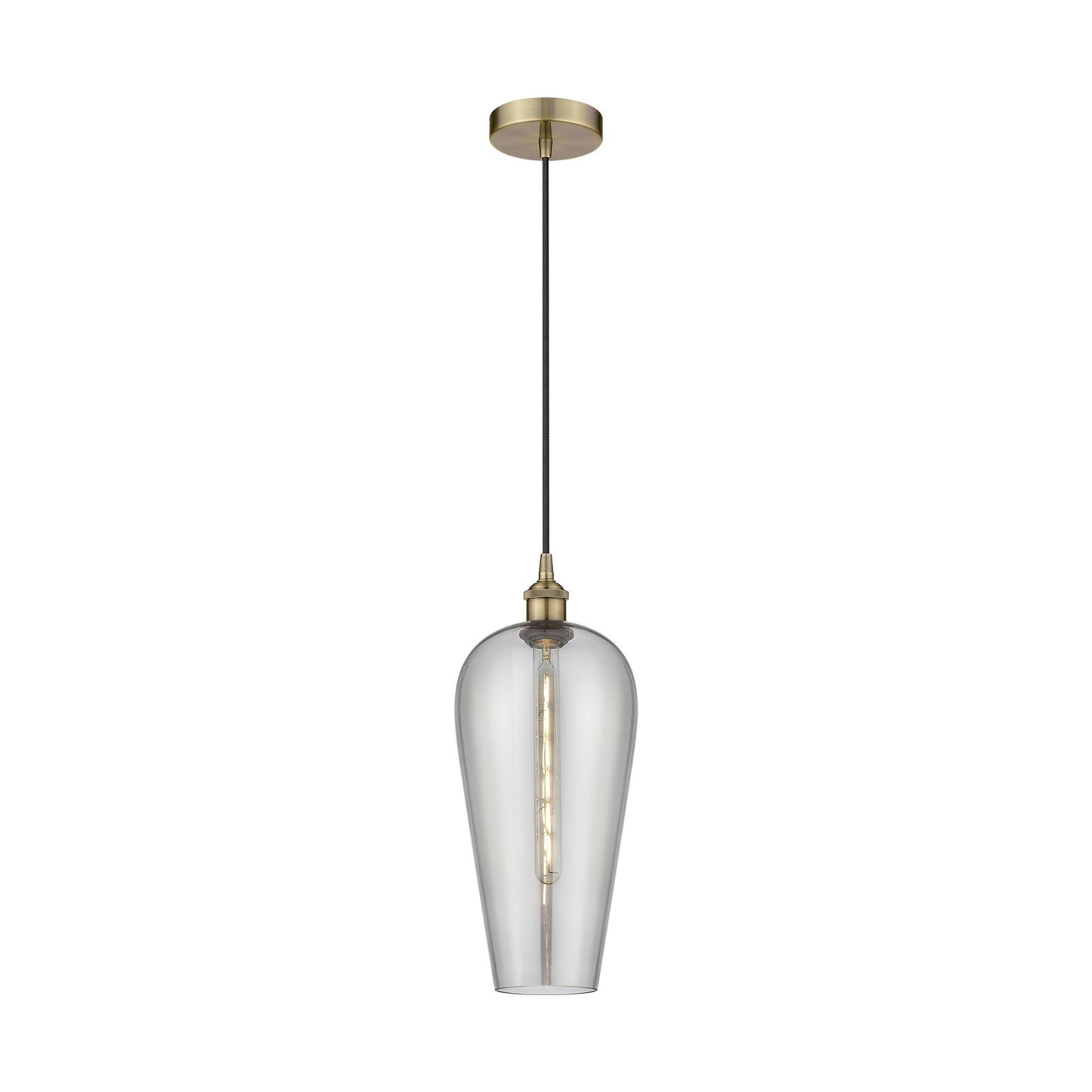 Innovations Chelsea 8in 1-Light Mini Pendant | Industrial Antique Brass and Light Smoke Glass | Kitchen Island & Dining Room | Model 616-1P-AB-G456-8SM