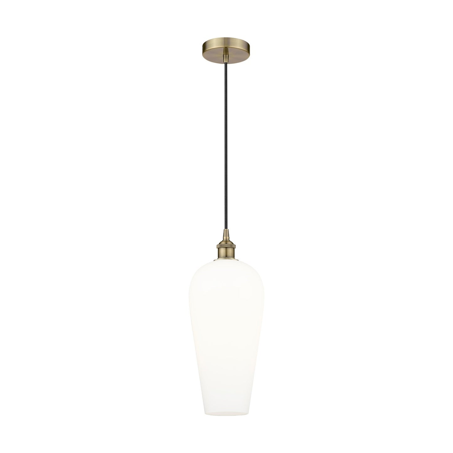 Innovations Chelsea 8in 1-Light Mini Pendant | Industrial Antique Brass Steel and White Glass | Kitchen Island & Dining Room | Model 616-1P-AB-G456-8WH