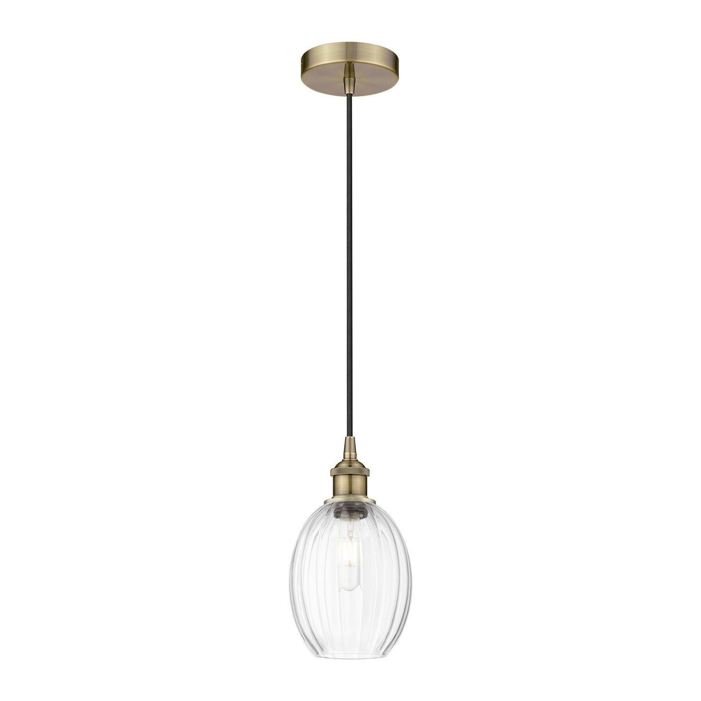 Innovations Preston Bulb 6.25in 1-Light Mini Pendant | Industrial Antique Brass Steel and Clear Glass | Kitchen Island & Dining | Model 616-1P-AB-G459-6CL