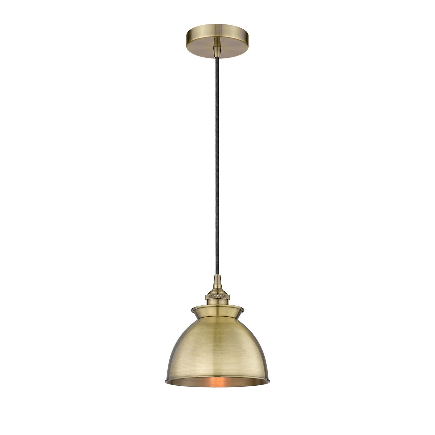 Innovations Adirondack 8.25in 1-Light Mini Pendant | Industrial Antique Brass Steel and Metal Dome Shade | Kitchen Island & | Model 616-1P-AB-M14-AB