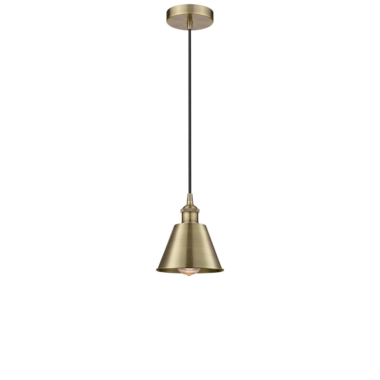 Innovations Smithfield 7in 1-Light Mini Pendant | Industrial Antique Brass Metal | Kitchen Island & Dining Room | 6.5 x 6.5 x 7.5 | Model 616-1P-AB-M8-LED