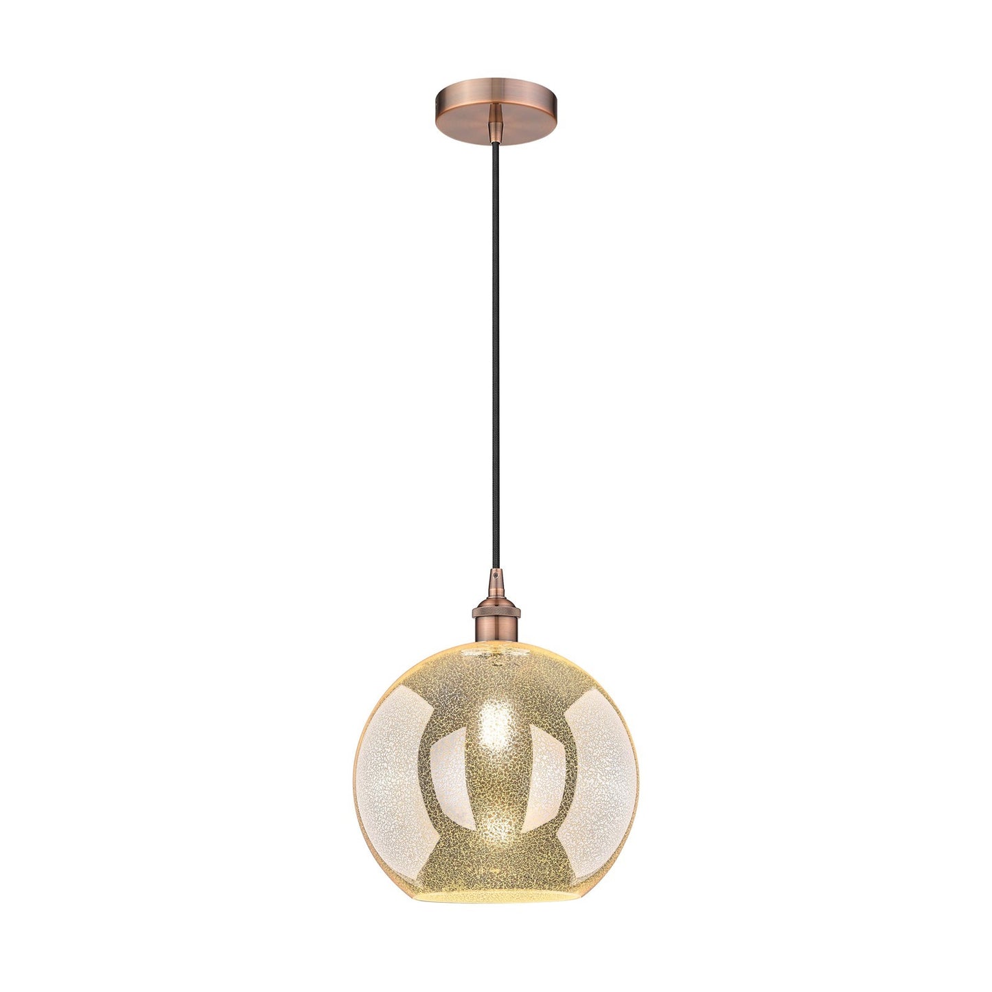 Innovations Athens 12in 1-Light Mini Pendant | Industrial Antique Copper Steel and Mercury Glass | Kitchen Island & Dining Room | Model 616-1P-AC-G128-12