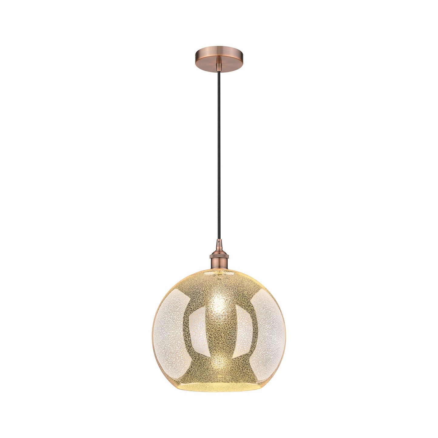 Innovations Athens 14in 1-Light Pendant | Industrial Antique Copper Steel and Mercury Glass | Kitchen Island & Dining Room | Model 616-1P-AC-G128-14