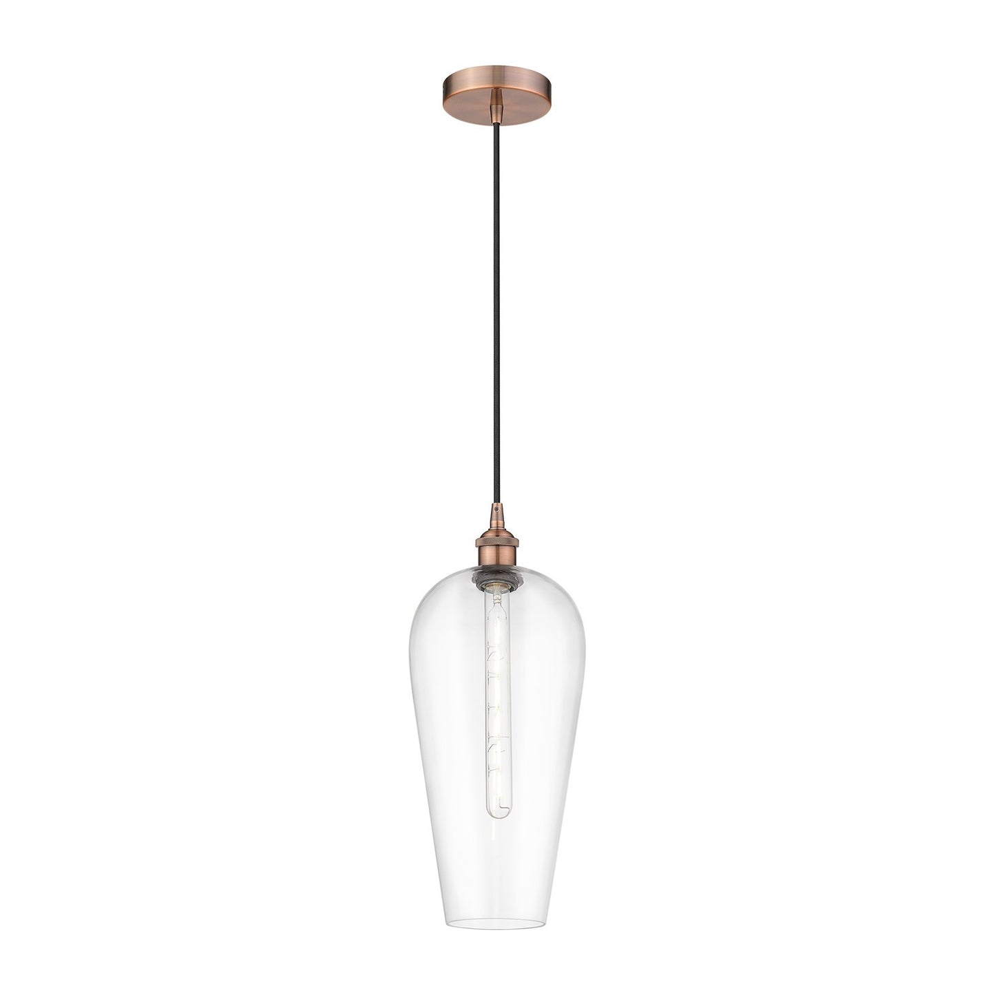 Innovations Chelsea 8in 1-Light Mini Pendant | Industrial Antique Copper Steel and Clear Glass | Kitchen Island & Dining Room | Model 616-1P-AC-G456-8CL