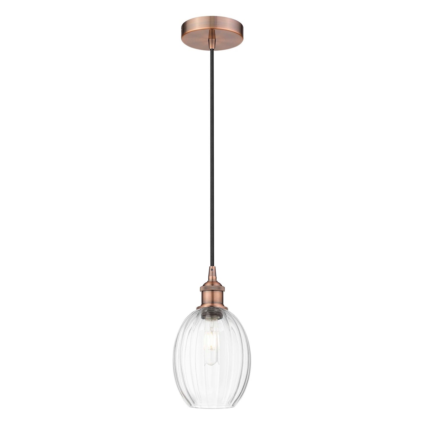Innovations Preston Bulb 6.25in 1-Light Mini Pendant | Industrial Antique Copper Steel and Clear Glass | Kitchen Island | 6.25 | Model 616-1P-AC-G459-6CL
