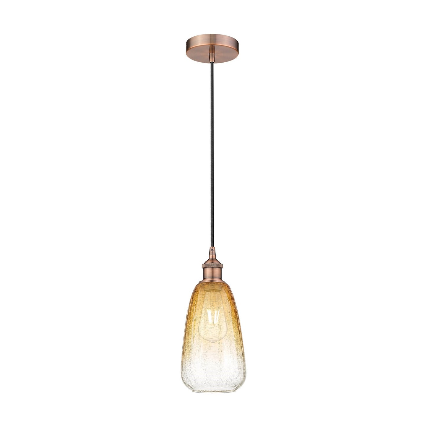 Innovations Brookhaven Almond 6in 1-Light Mini Pendant | Industrial Antique Copper Steel and Amber Glass | Kitchen Island & | Model 616-1P-AC-G480-6AM
