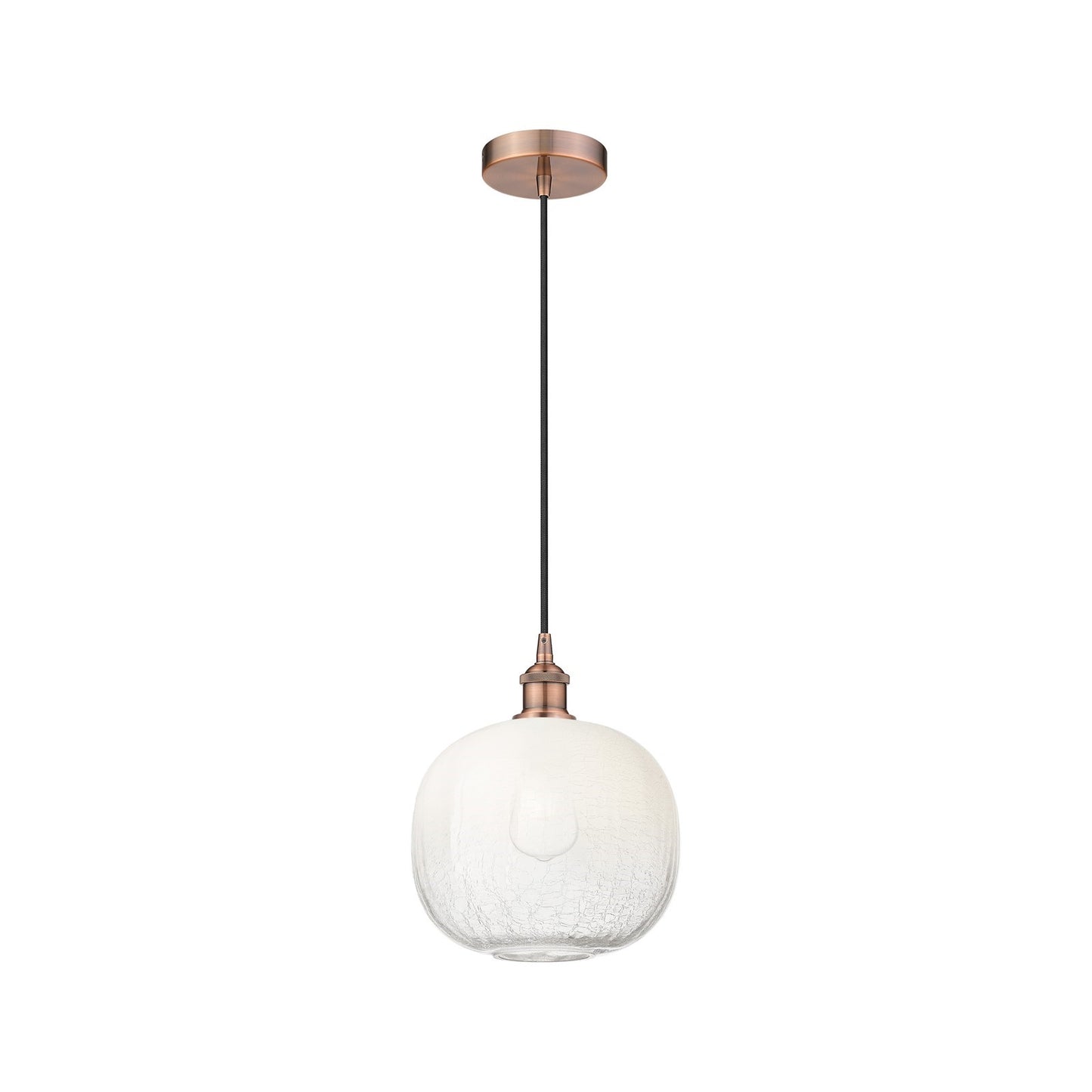 Innovations Brookhaven Sphere 11in 1-Light Mini Pendant | Industrial Antique Copper Steel and Cast Brass Opal Glass | Kitchen | Model 616-1P-AC-G481-10OP
