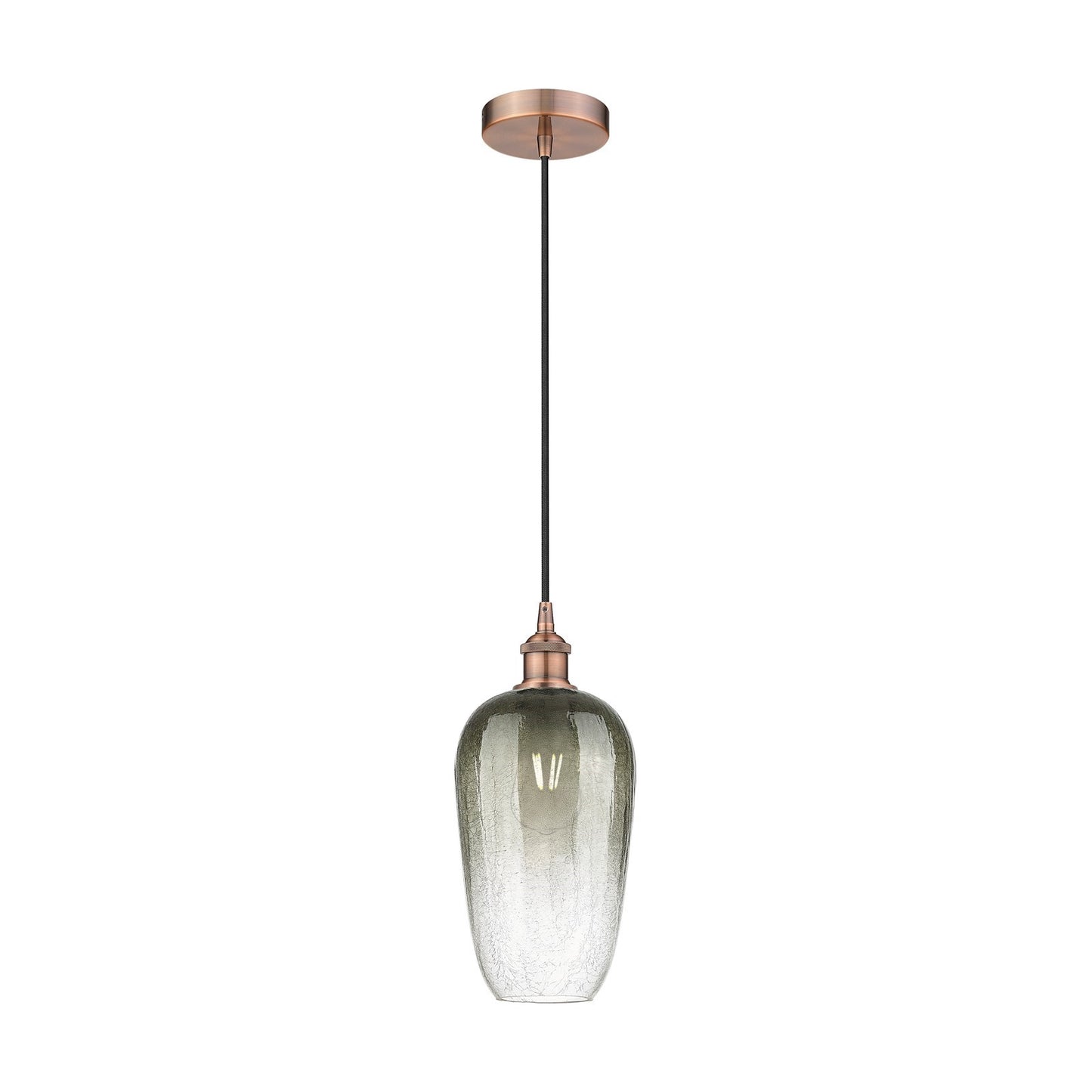 Innovations Brookhaven Flute 7in 1-Light Mini Pendant | Industrial Antique Copper Steel and Slate Glass | Kitchen Island | 7 x | Model 616-1P-AC-G484-7SL