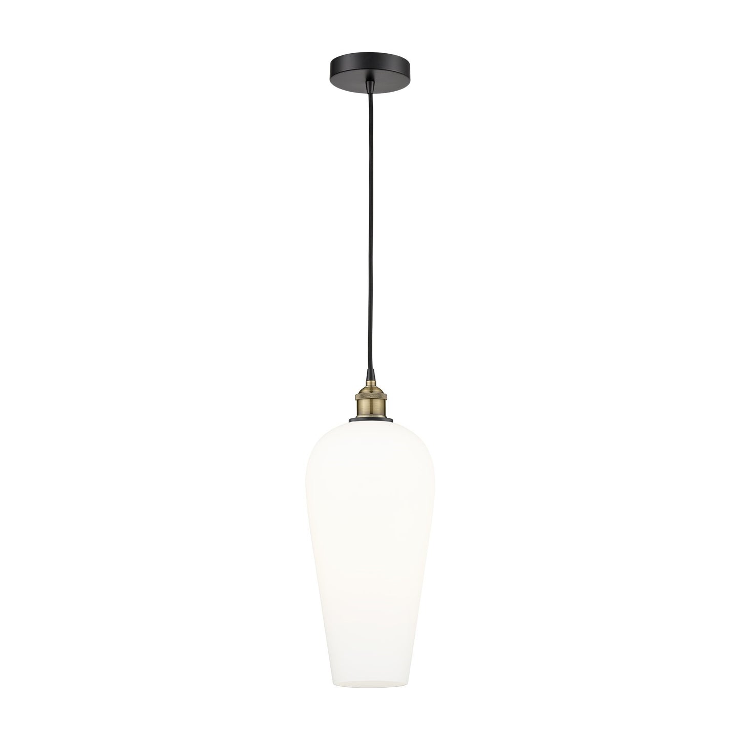 Innovations Chelsea 8in 1-Light Mini Pendant | Industrial Black Antique Brass and White Glass | Kitchen Island & Dining Room | Model 616-1P-BAB-G456-8WH