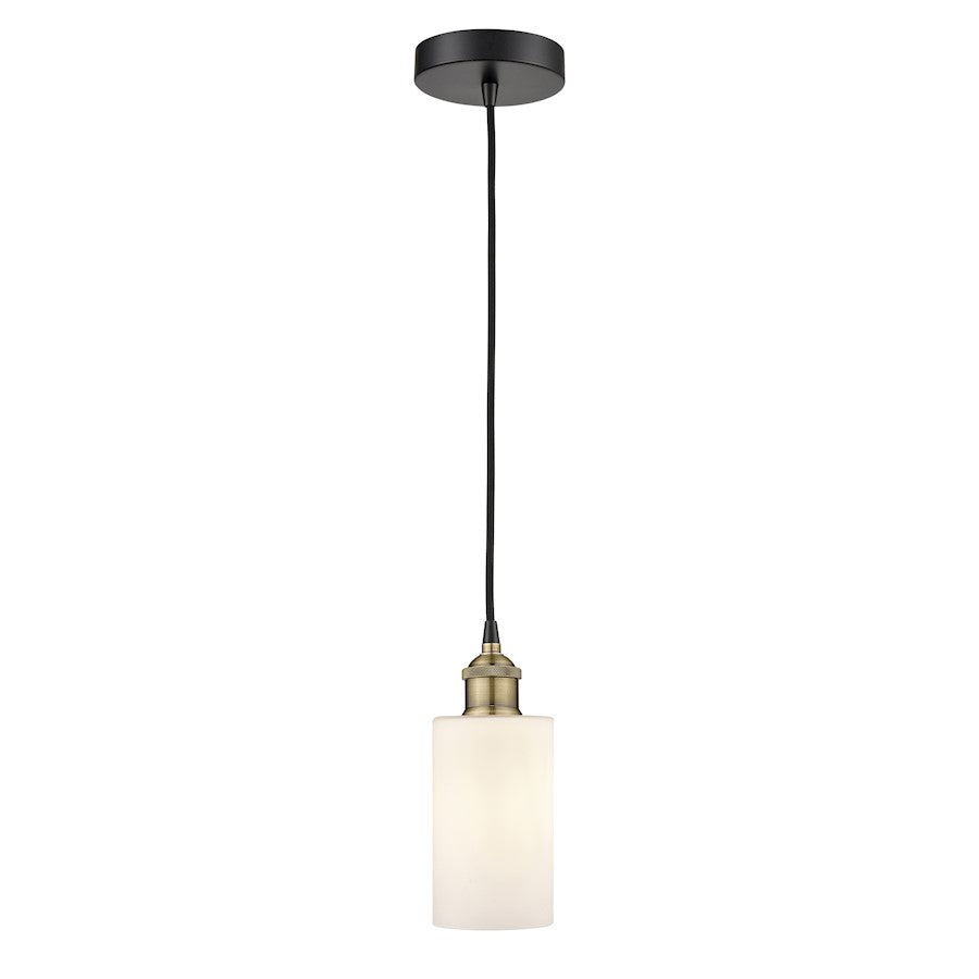 Innovations Clymer 1Lt 4" Cord Mini Pendant, Black Brass/White