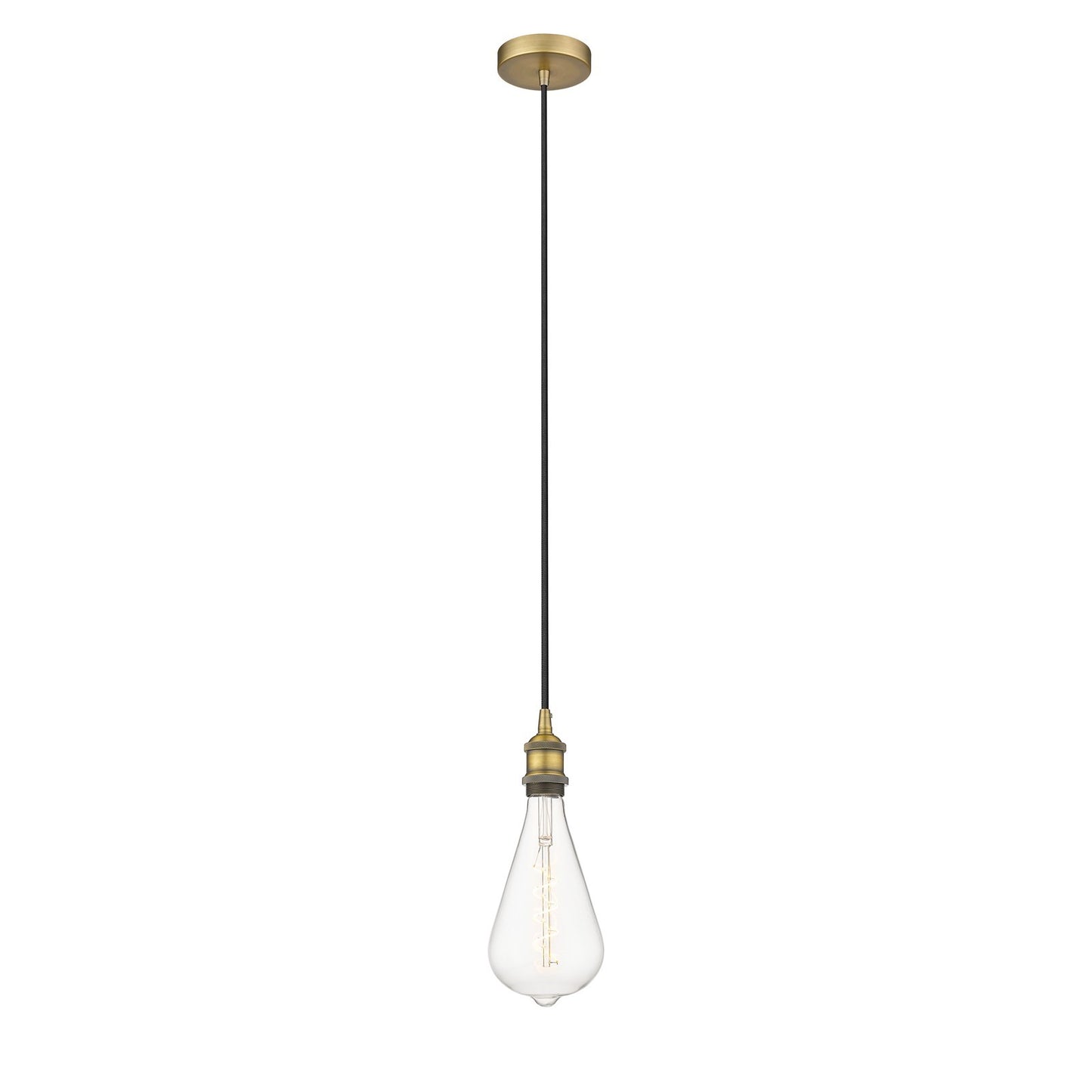 Innovations Edison 6.25in 1-Light Mini Pendant | Industrial Farmhouse Brushed Brass Steel and Brushed Brass Metal | Kitchen | Model 616-1P-BB-BB125LED