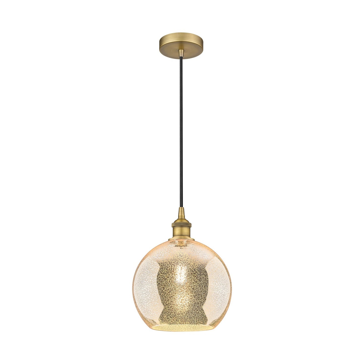 Innovations Athens 10in 1-Light Mini Pendant | Industrial Brushed Brass and Mercury Glass | Kitchen Island & Dining Room | Damp | Model 616-1P-BB-G128-10