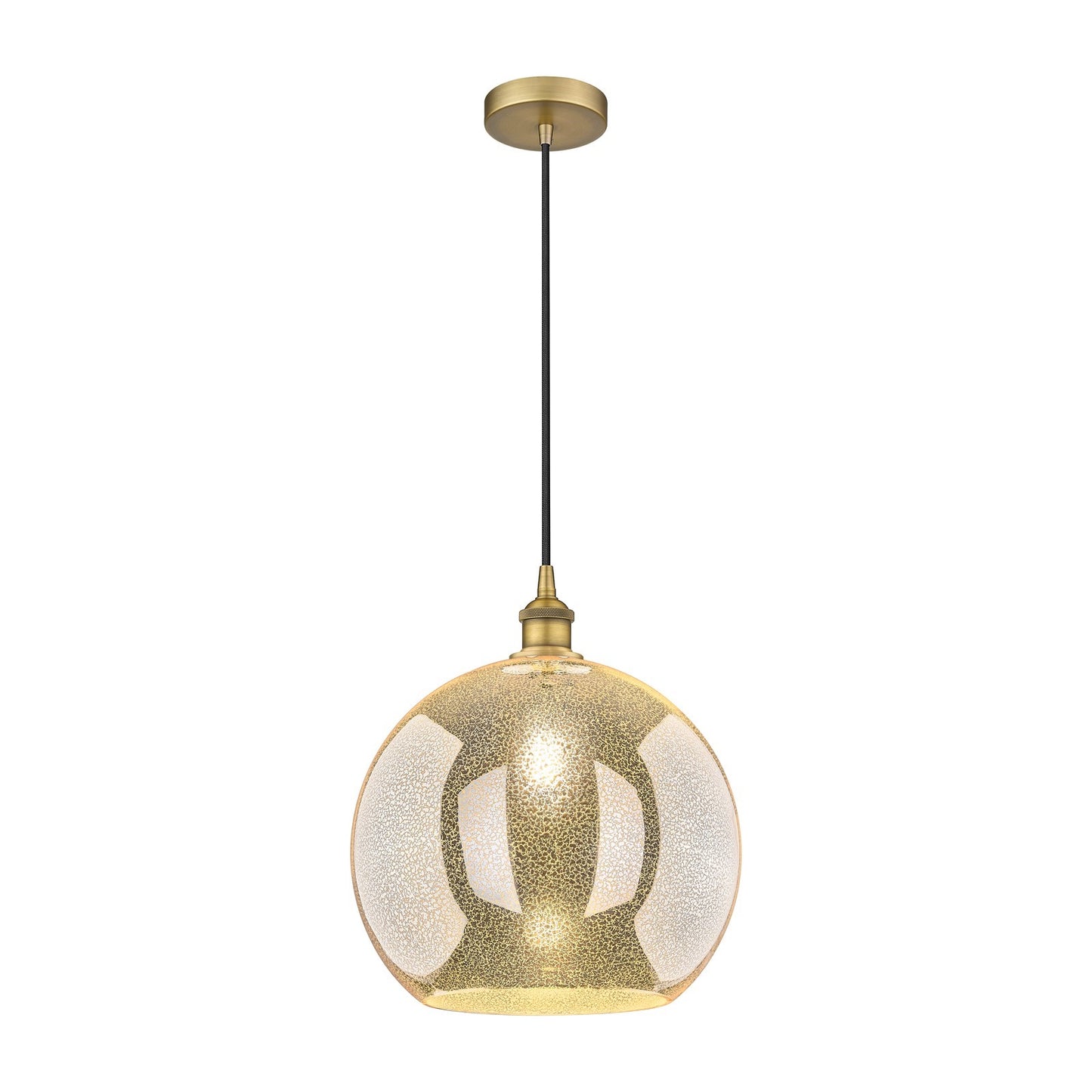 Innovations Athens 14in 1-Light Pendant | Industrial Brushed Brass and Mercury Glass | Kitchen Island & Dining Room | 13.75 x | Model 616-1P-BB-G128-14