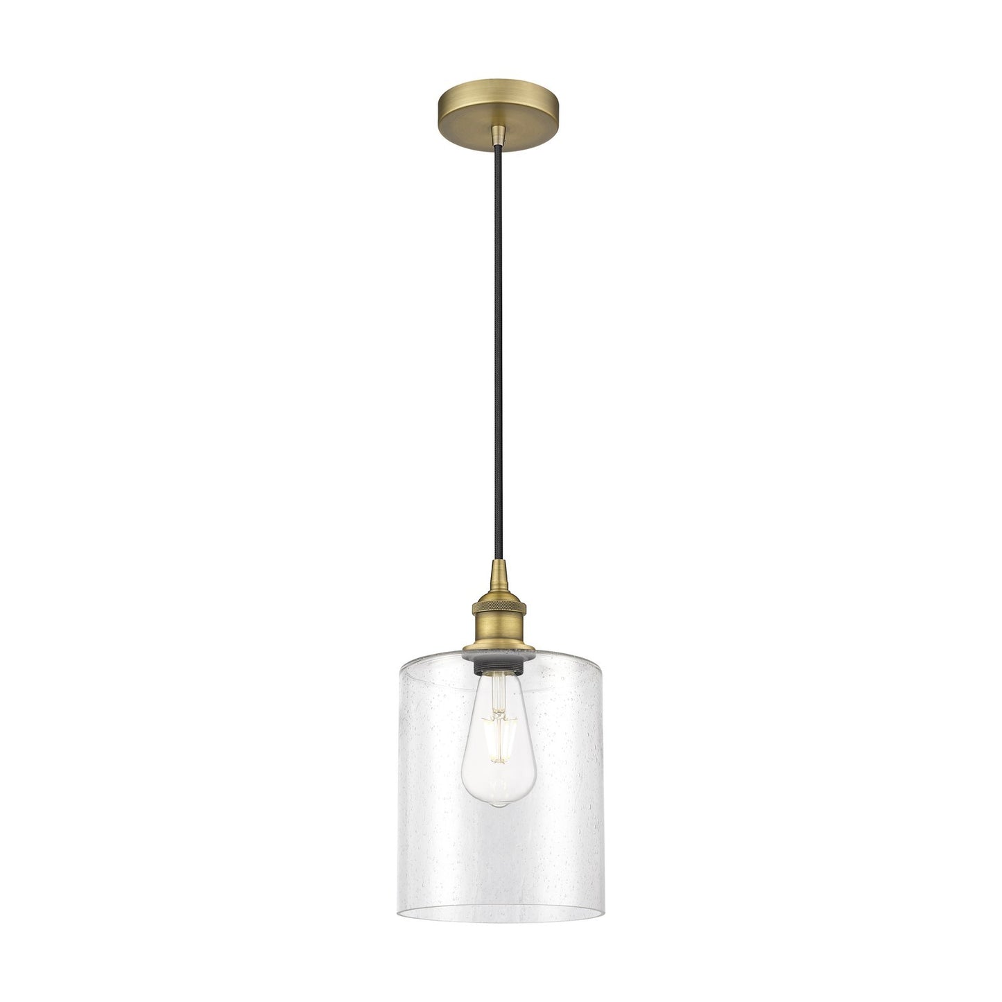 Innovations Paladin 7in 1-Light Mini Pendant | Farmhouse Brushed Brass Steel and Seedy Glass | Kitchen Island & Dining Room | Model 616-1P-BB-G4424-7