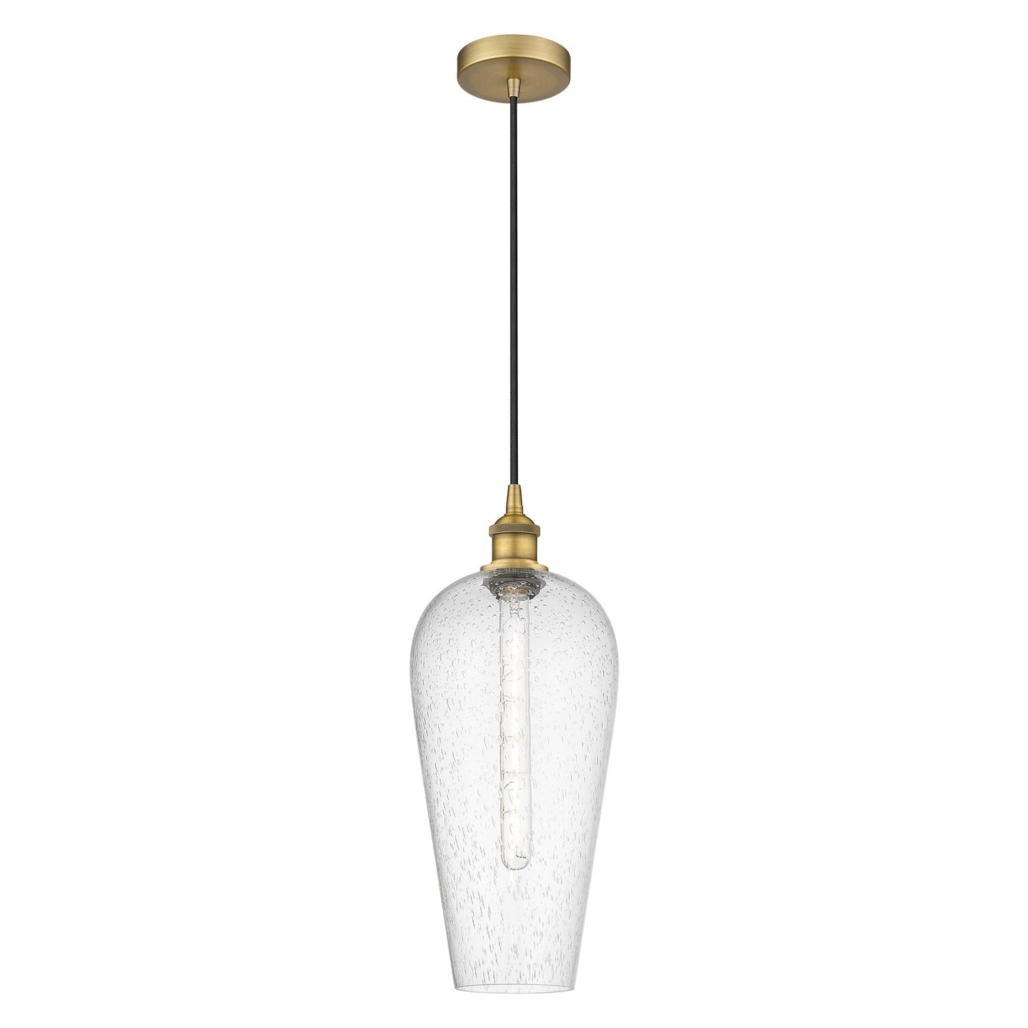 Innovations Chelsea 8in 1-Light Mini Pendant | Industrial Brushed Brass Steel and Seedy Glass | Kitchen Island & Dining Room | Model 616-1P-BB-G456-8SDY