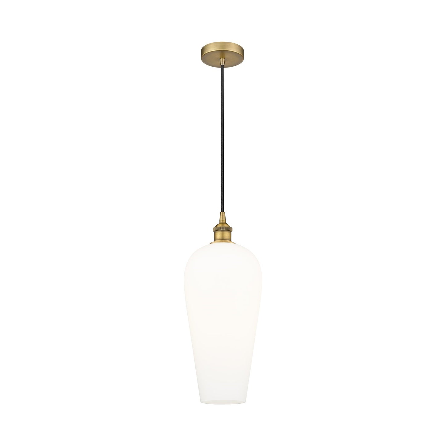 Innovations Chelsea 8in 1-Light Mini Pendant | Industrial Brushed Brass Steel and White Glass | Kitchen Island & Dining Room | Model 616-1P-BB-G456-8WH
