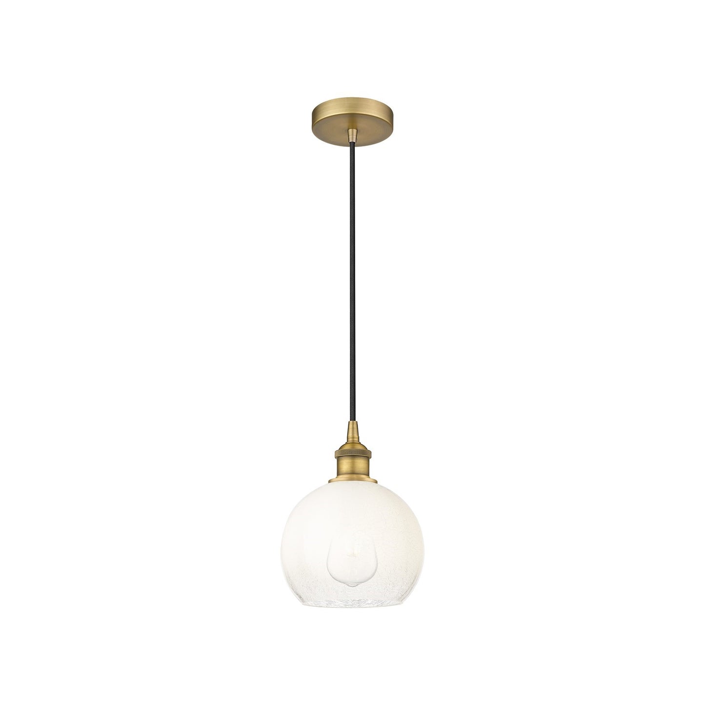 Innovations Brookhaven Globe 8in 1-Light Mini Pendant | Industrial Brushed Brass and Opal Glass | Kitchen Island & Dining Room | Model 616-1P-BB-G483-8OP
