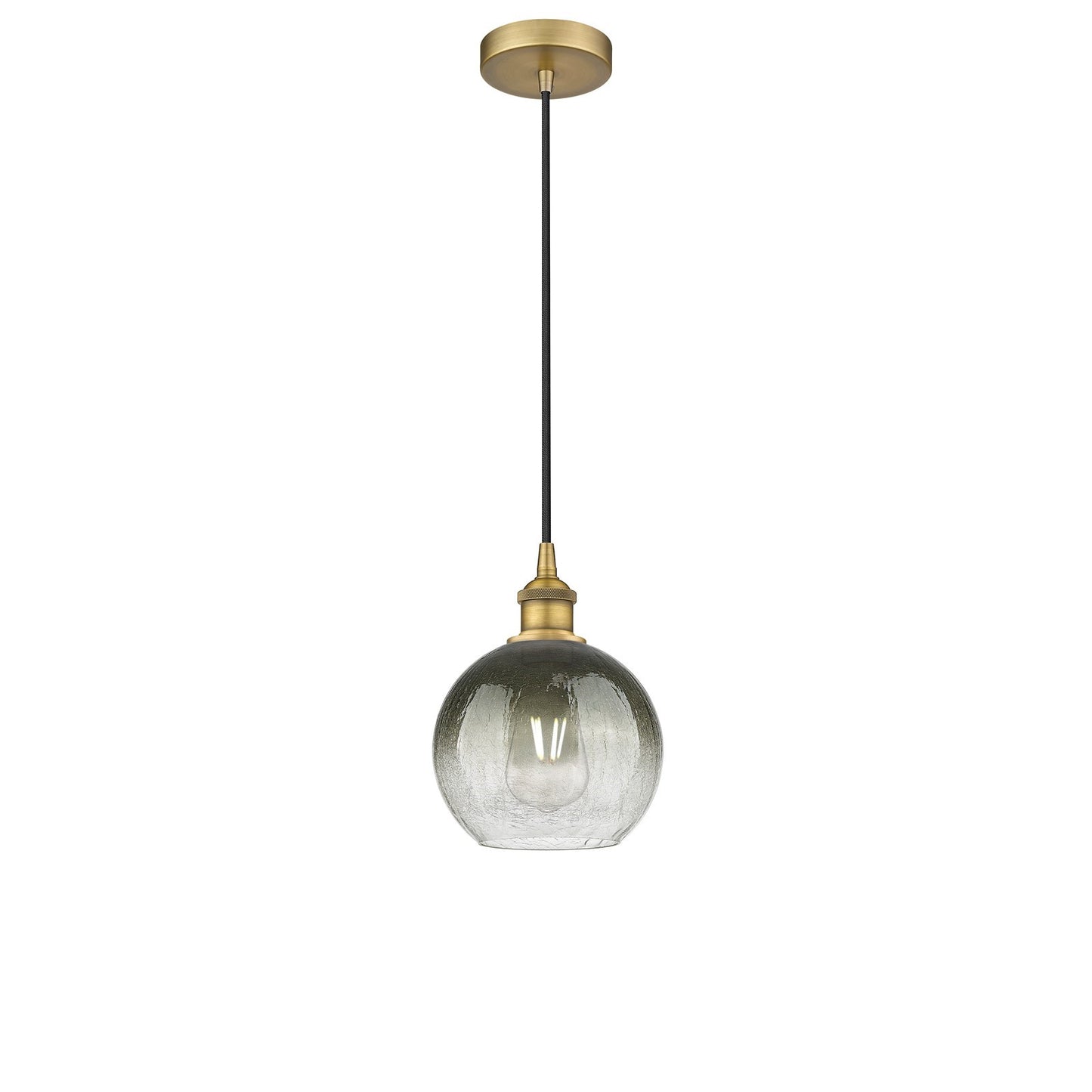 Innovations Brookhaven Globe 8in 1-Light Mini Pendant | Industrial Brushed Brass and Slate Glass | Kitchen Island & Dining Room | Model 616-1P-BB-G483-8SL